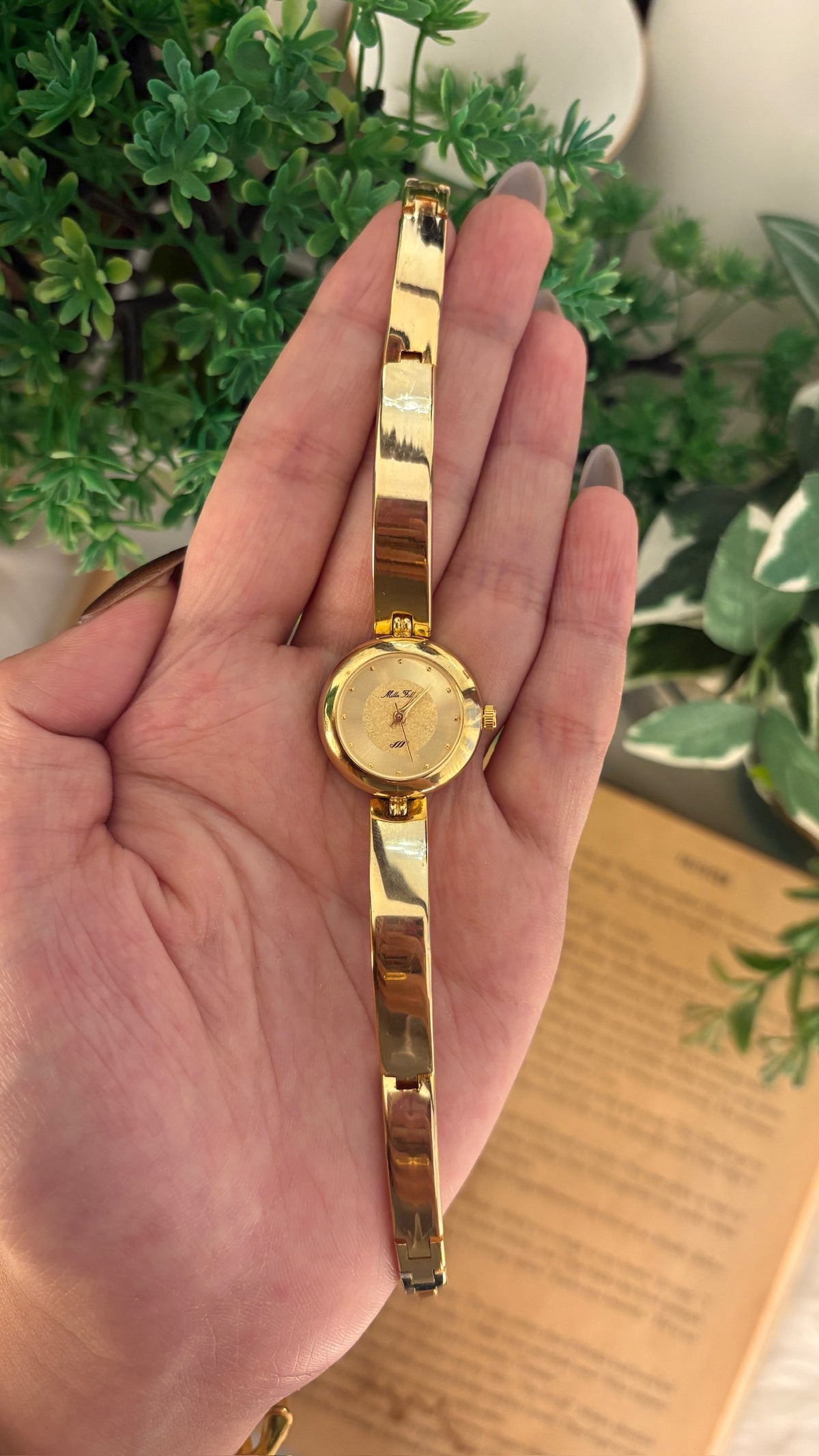 Rare Vintage Mille Fille Bangle Watch in Gold Tone Quartz
