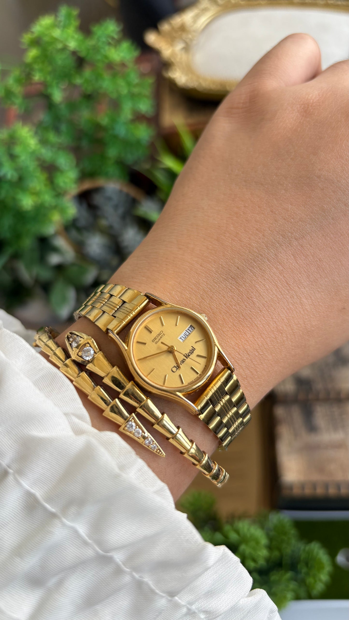 Vintage Seiko x Chivas Regal Collaboration Watch in Gold Tone with Day-Date