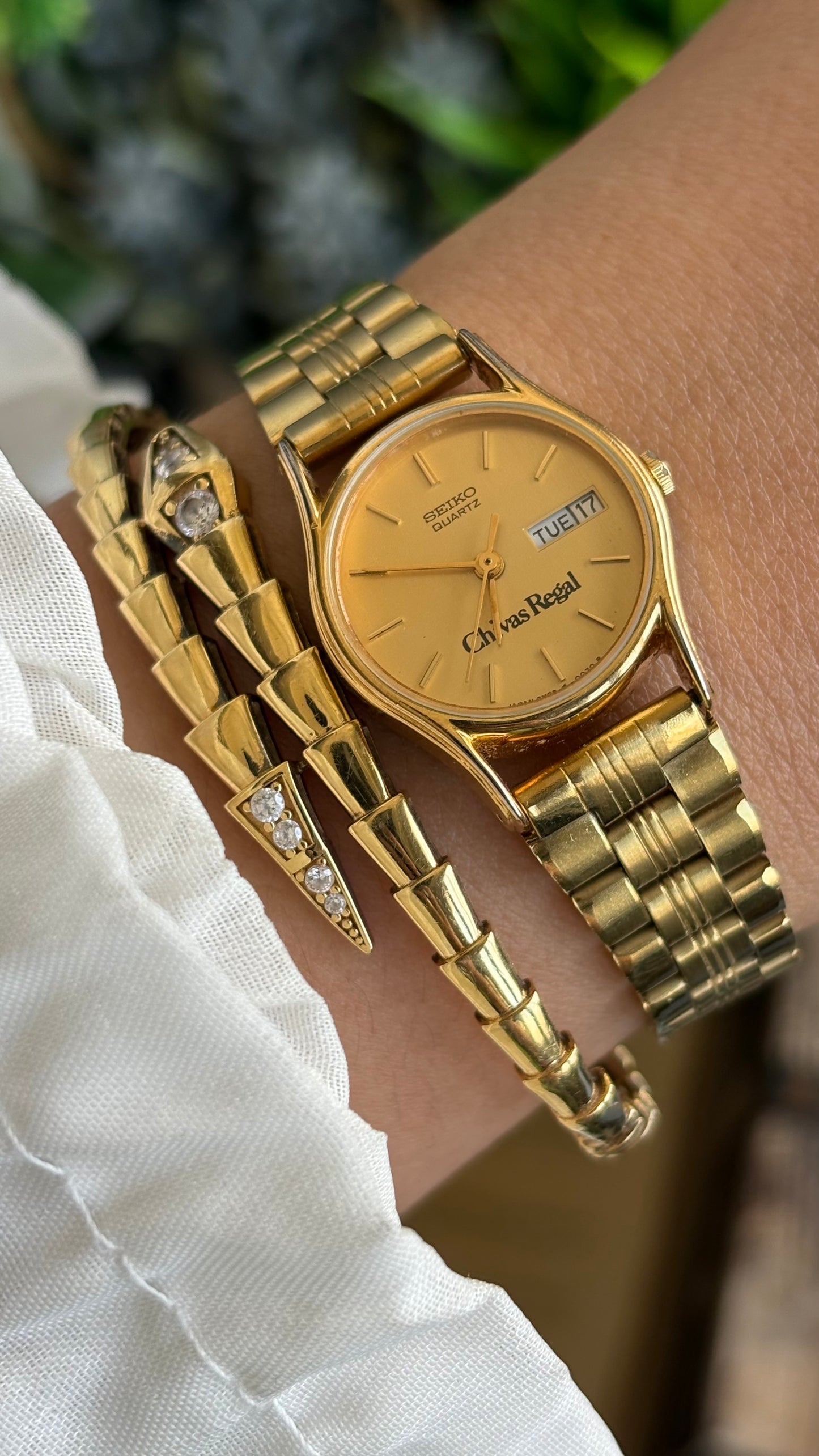 Vintage Seiko x Chivas Regal Collaboration Watch in Gold Tone with Day-Date