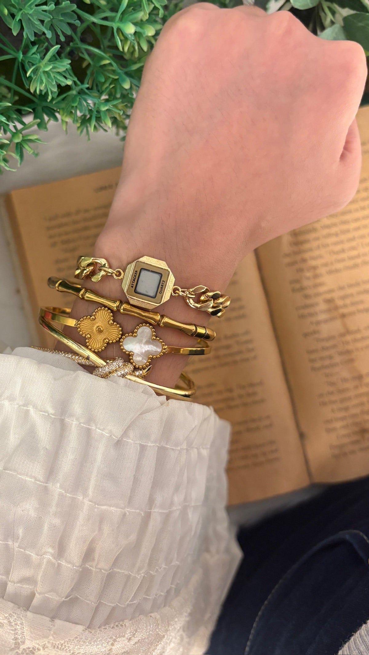 Rare Dainty Vintage Attacker Digital Chain Watch in Gold Tone Quartz