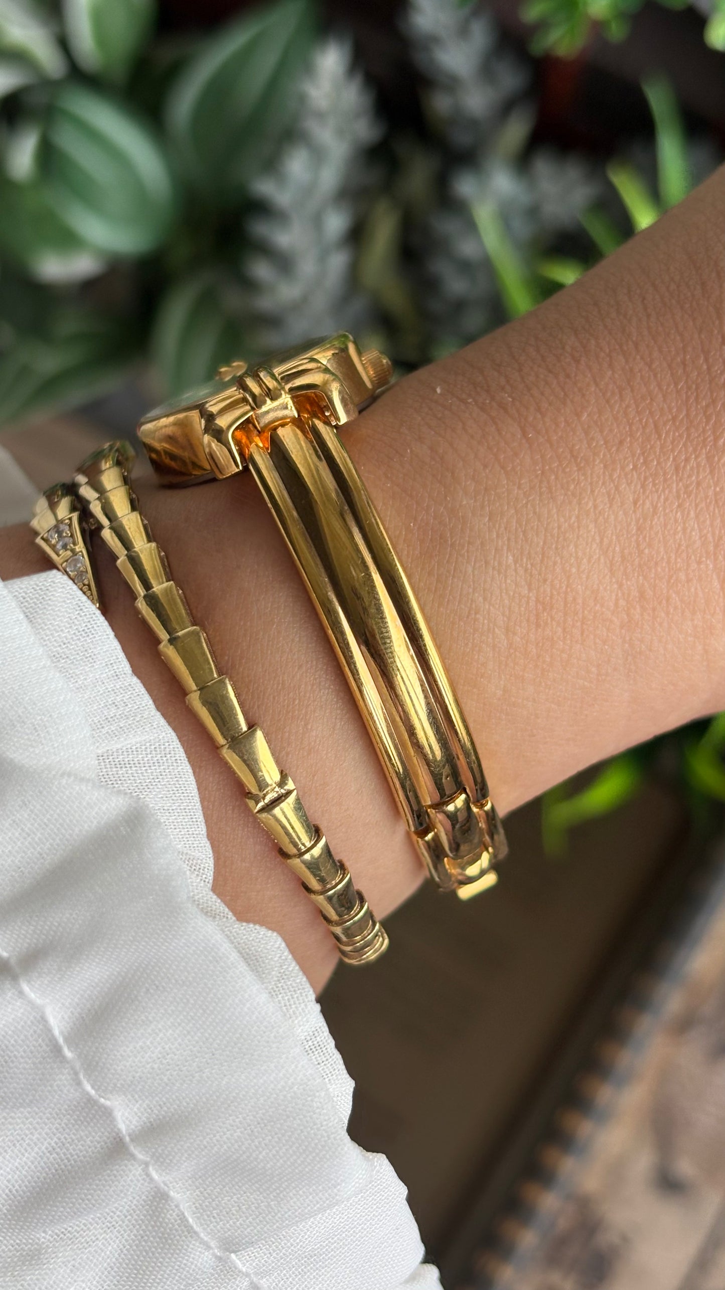Vintage Coquette Watch in Gold Tone with Dancing Rubies