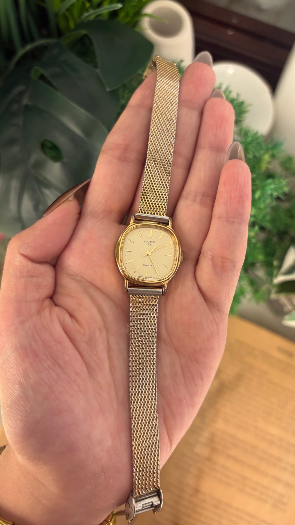 Rare Vintage Orient Seiko Tank Mesh Watch in Gold Tone Quartz