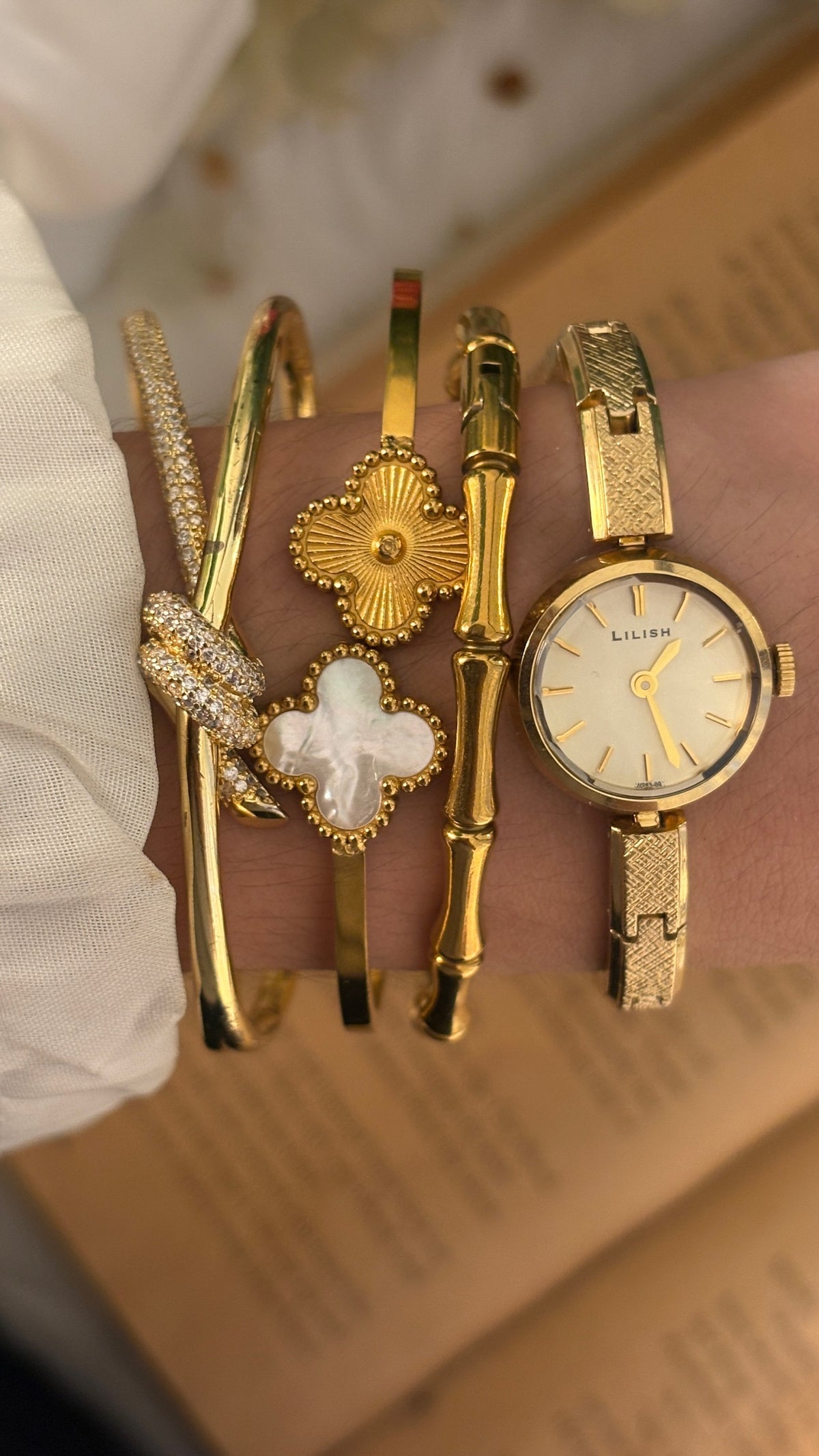 Rare Dainty Vintage Lilish Manual Wind Bracelet Watch in Gold Tone Quartz