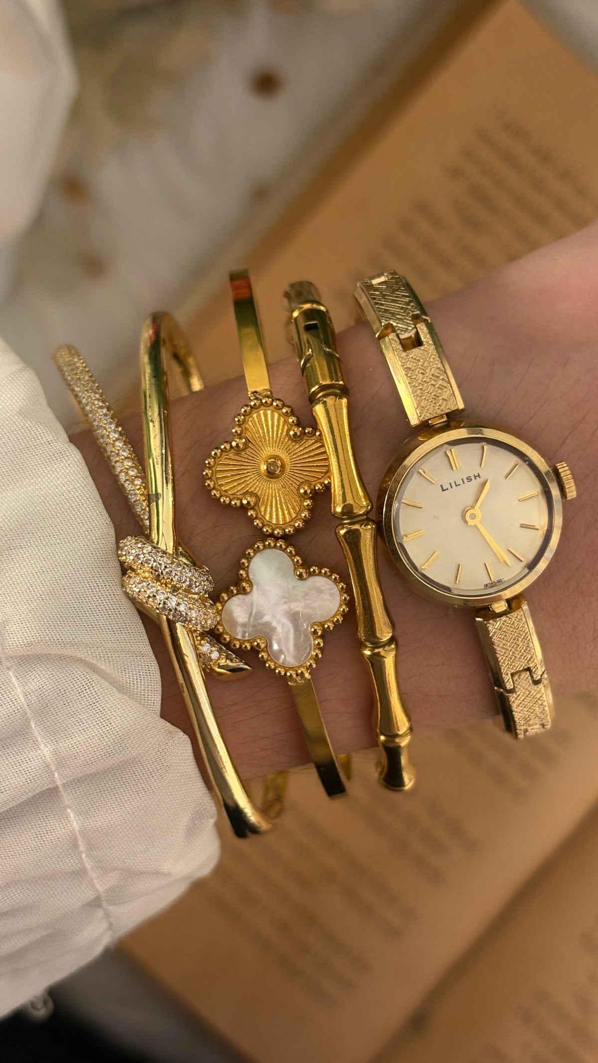 Rare Dainty Vintage Lilish Manual Wind Bracelet Watch in Gold Tone Quartz