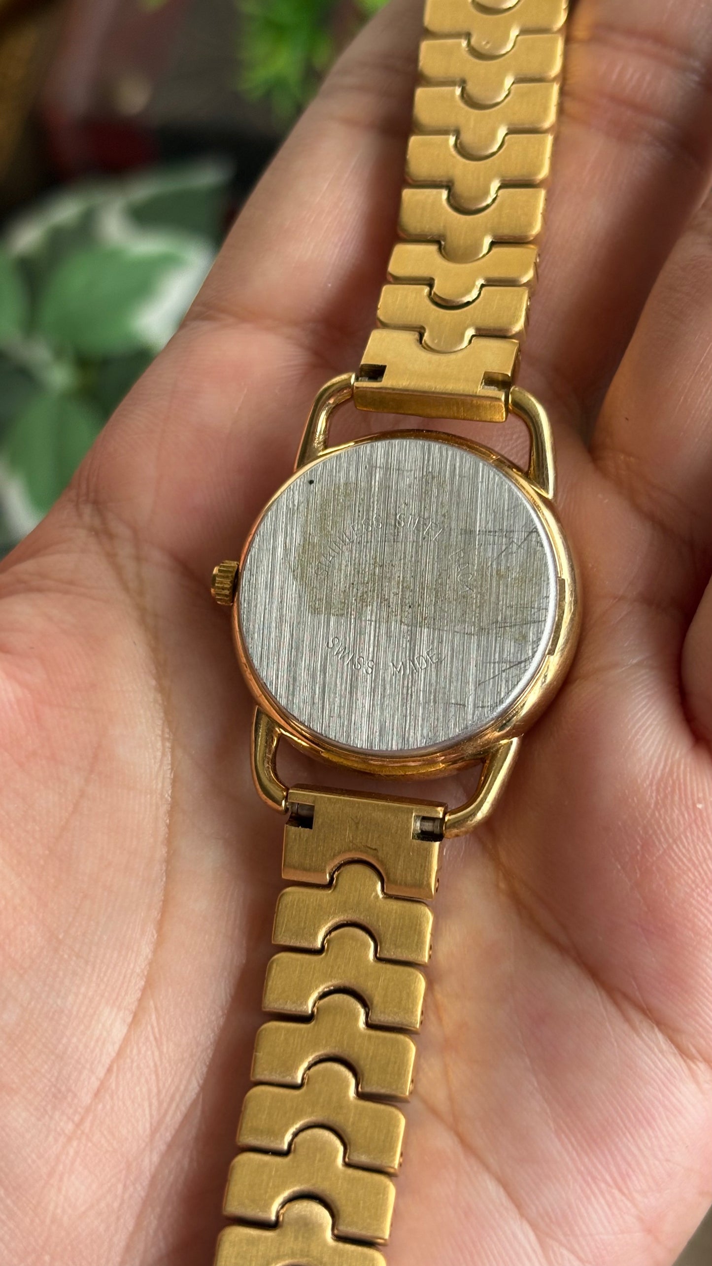 Vintage Hanowa Swiss BurgundyDial Watch in Gold Tone