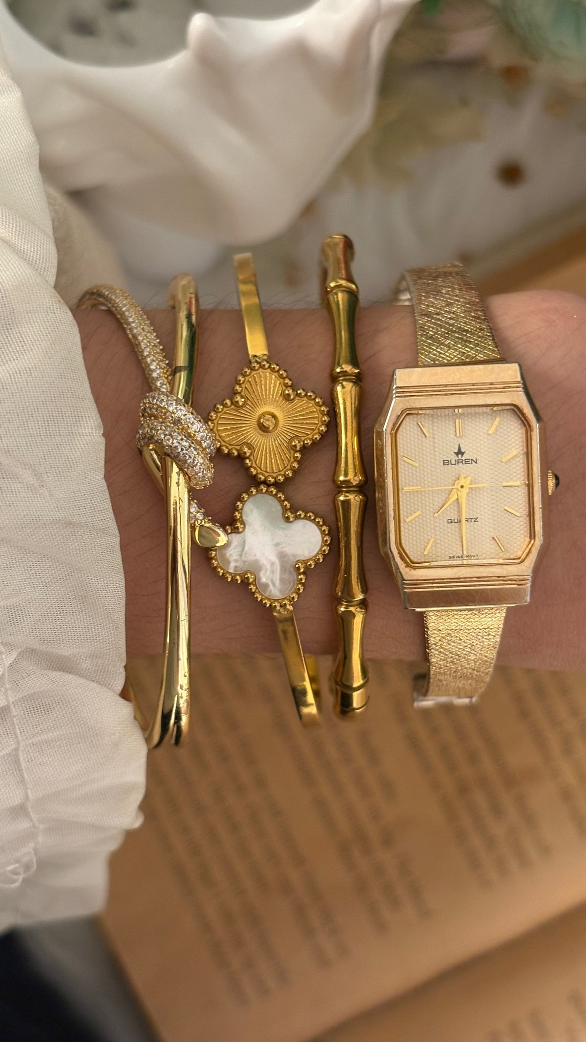 Vintage Buren Swiss Tank Dress Watch in Gold Tone Quartz