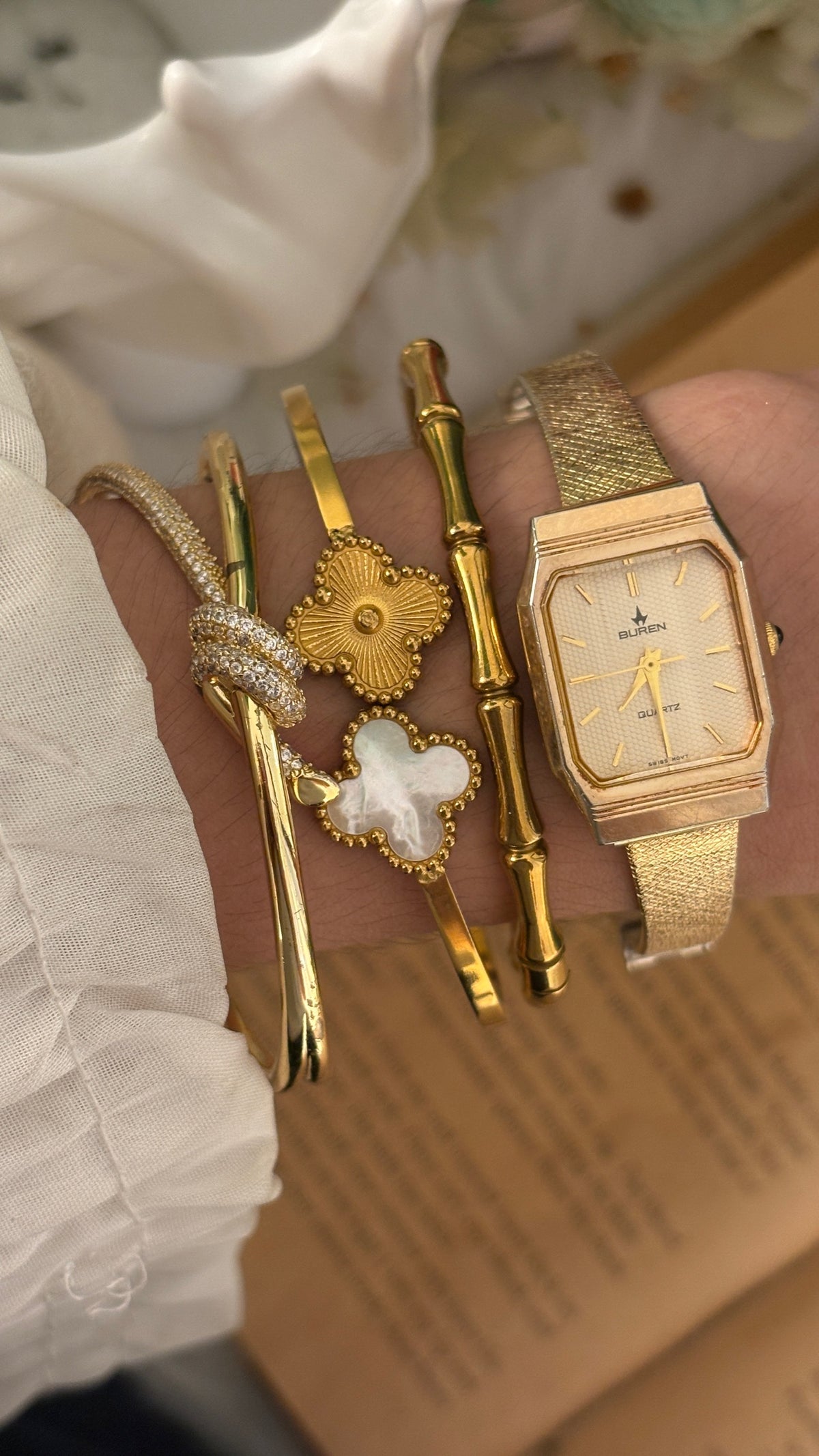 Vintage Buren Swiss Tank Dress Watch in Gold Tone Quartz