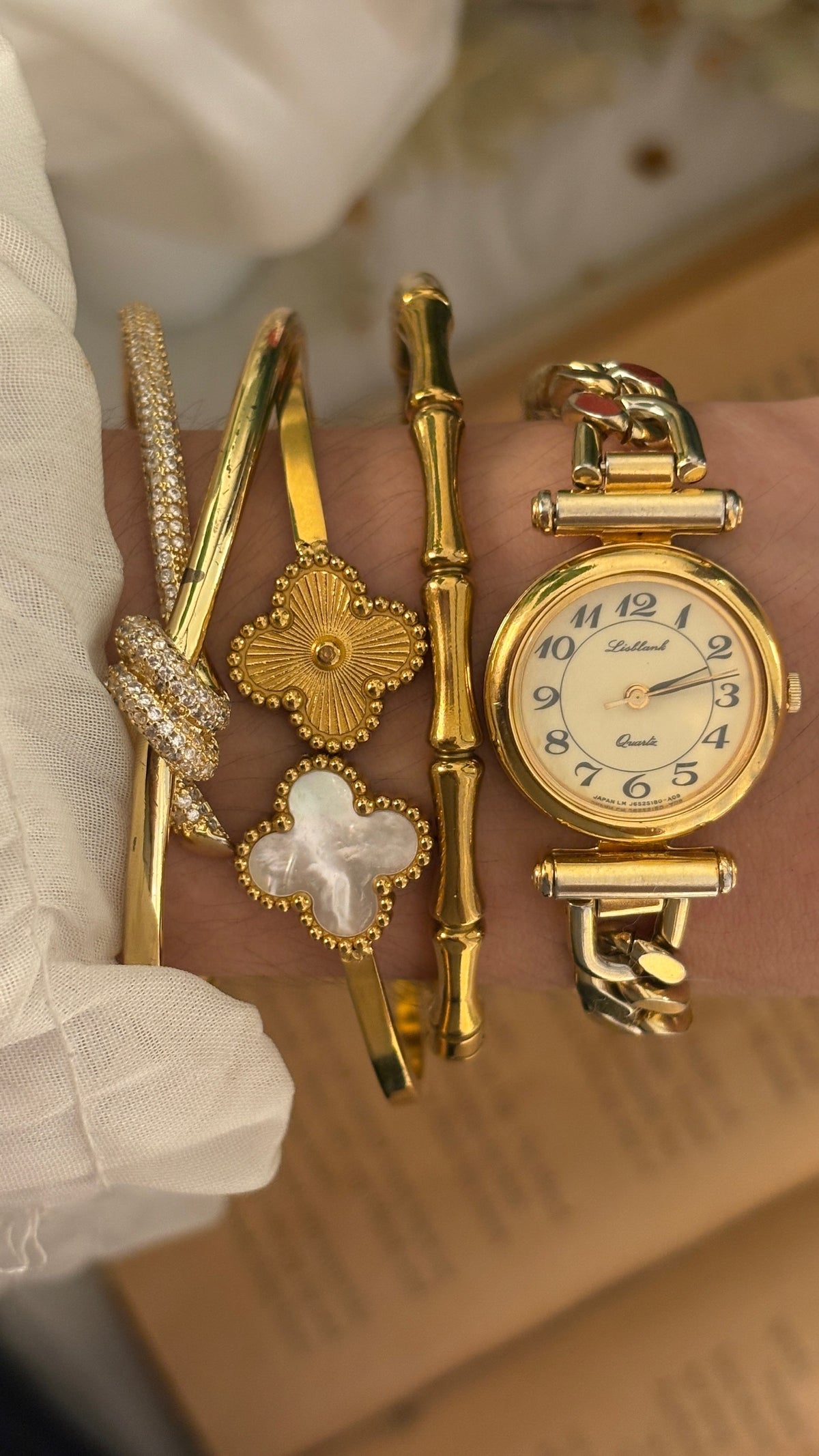 Rare Vintage Lisblank Chain Bracelet Watch in Gold Tone Quartz