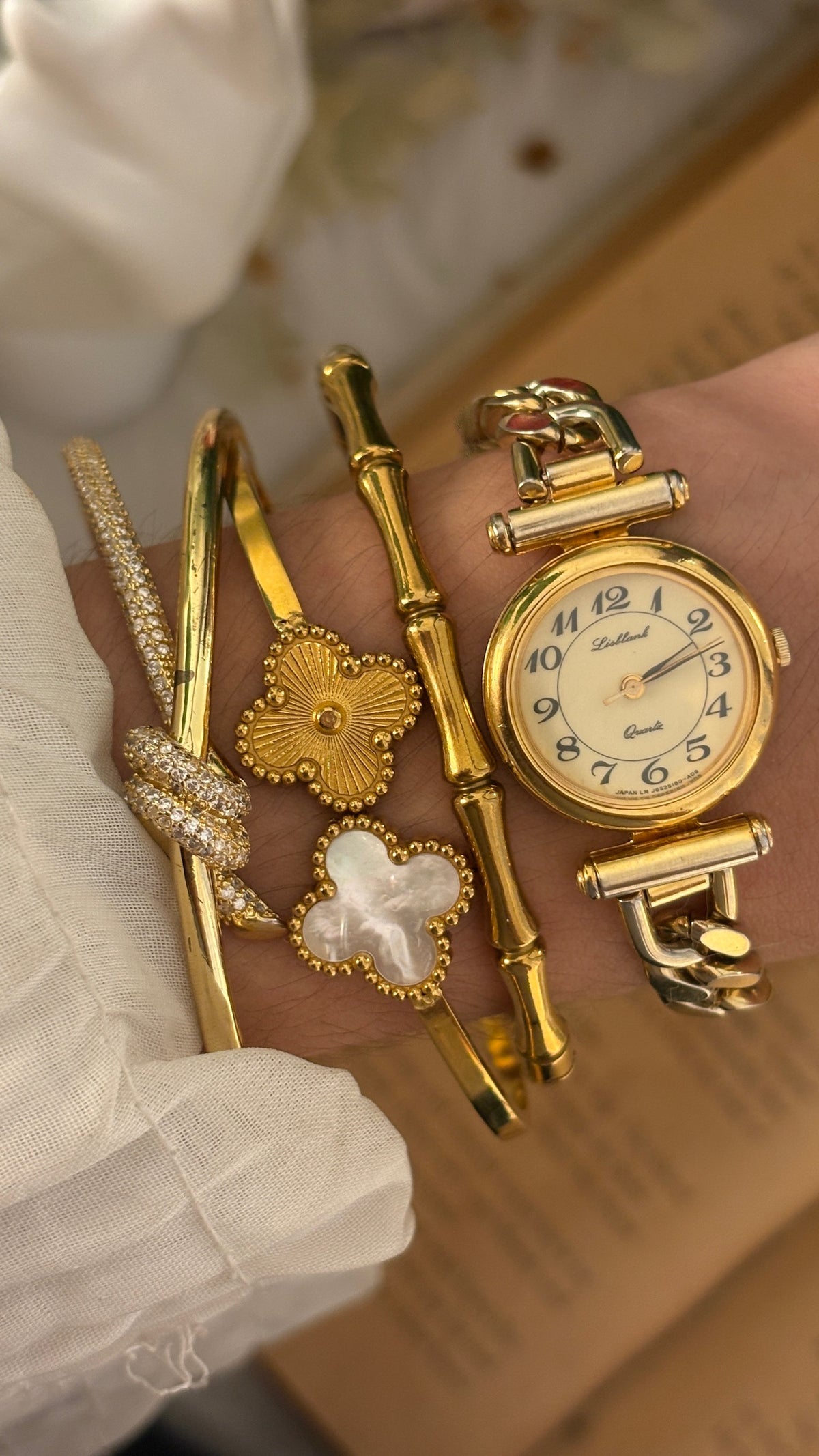 Rare Vintage Lisblank Chain Bracelet Watch in Gold Tone Quartz