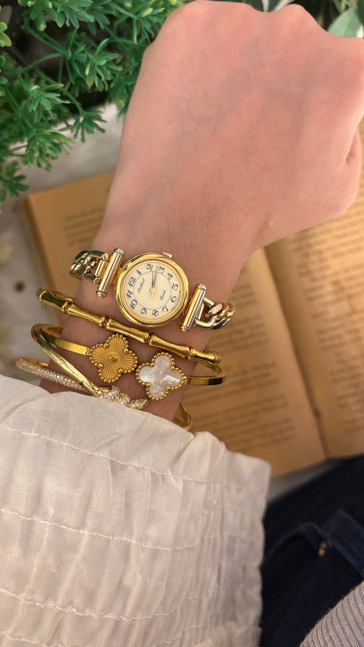 Rare Vintage Lisblank Chain Bracelet Watch in Gold Tone Quartz