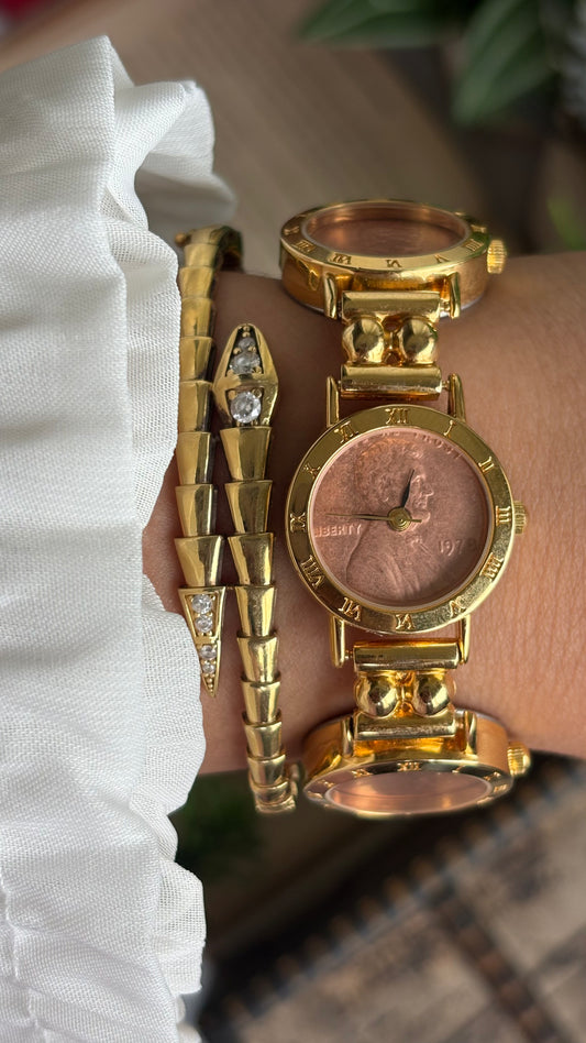 Extremely Rare Vintage Liberty 1978 Watch in Gold Tone Pink Dial