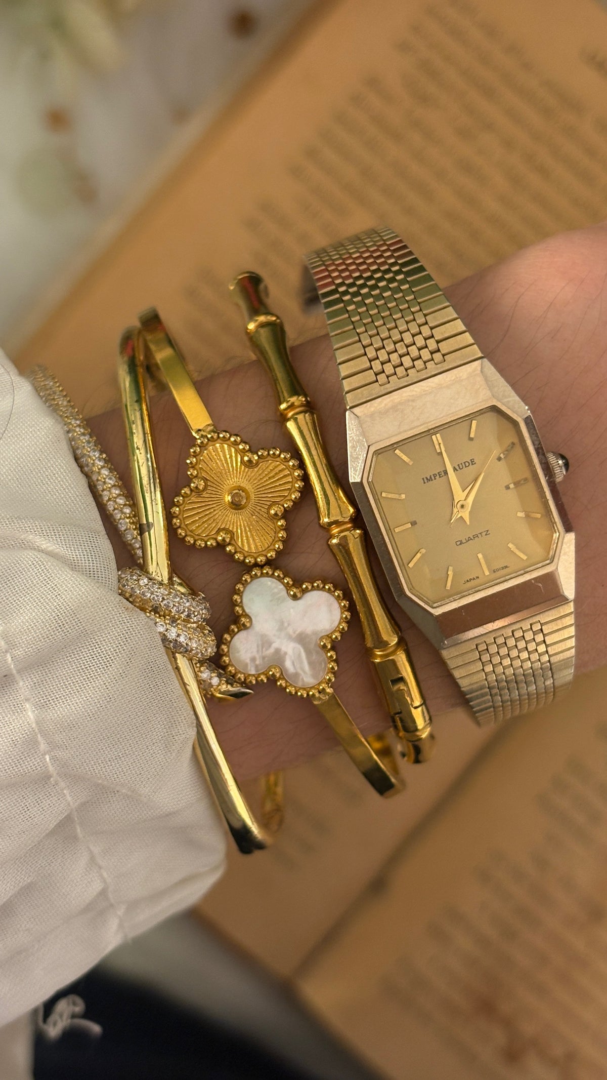 Vintage Imperlaude Tank Dress Watch in Gold Tone Quartz