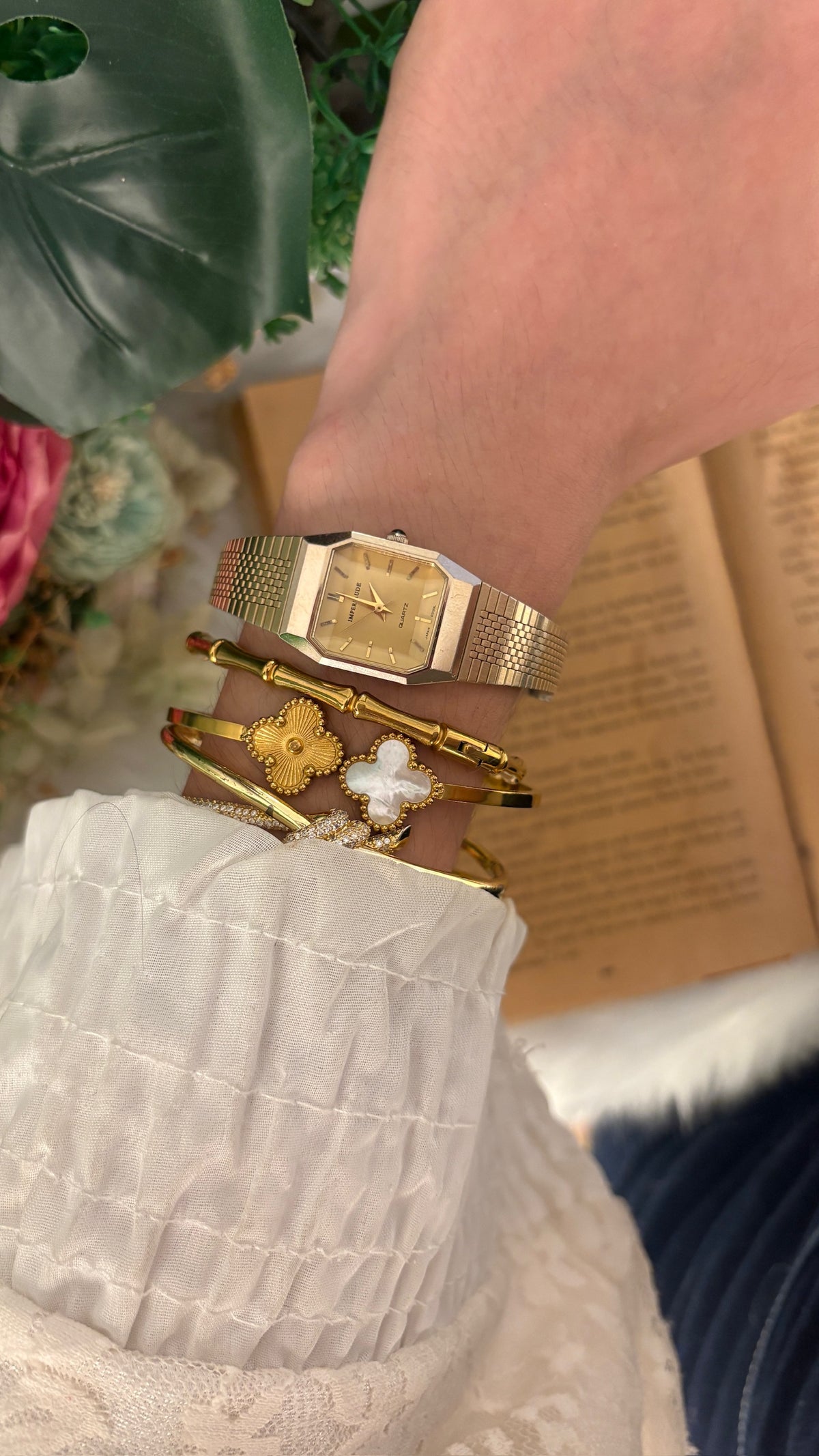 Vintage Imperlaude Tank Dress Watch in Gold Tone Quartz