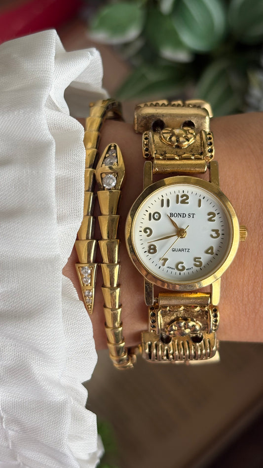 Vintage Hairstylist Charm Watch in Gold Tone