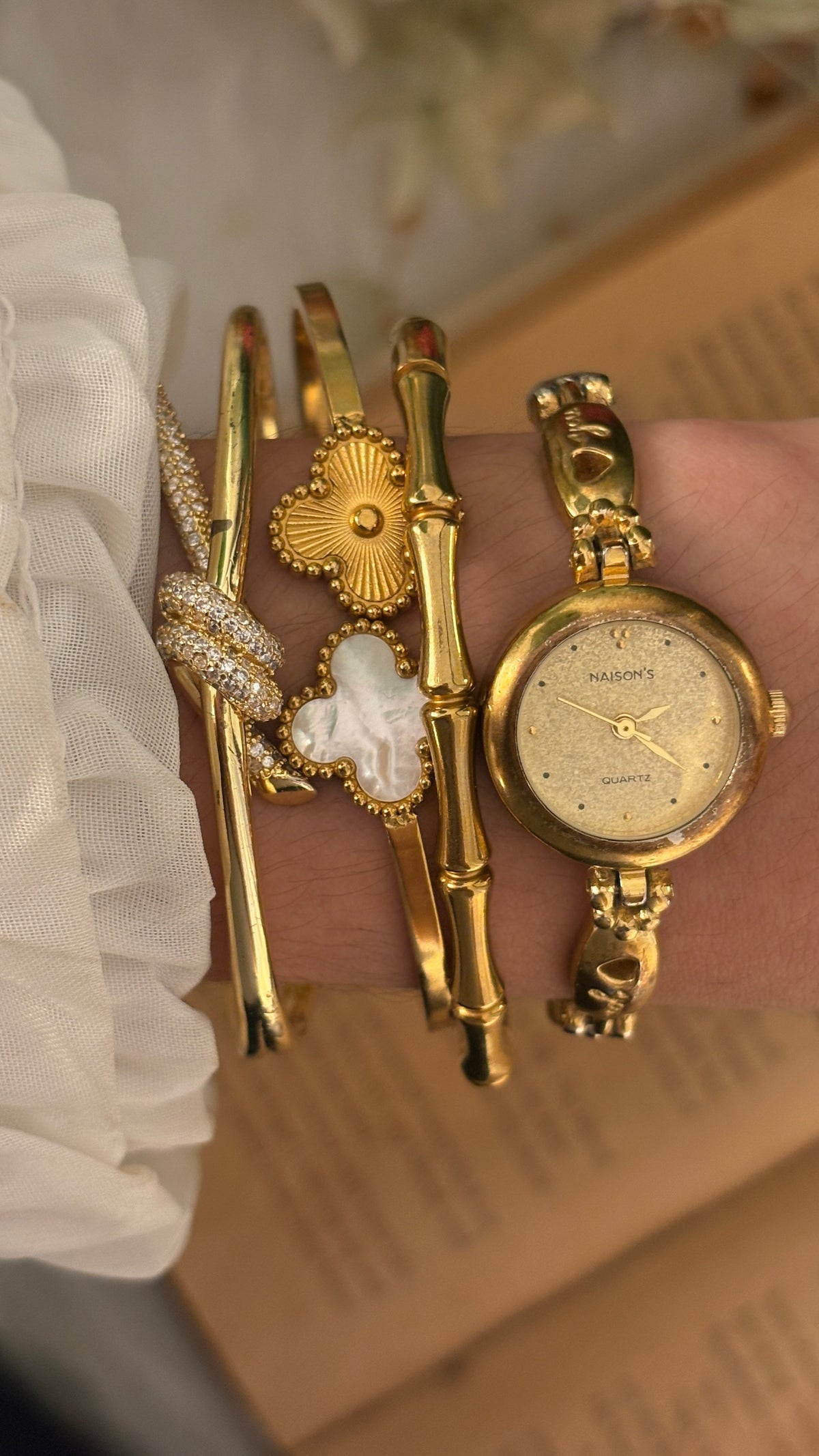 Vintage Naisons You Link Bracelet Watch in Two-Tone Quartz