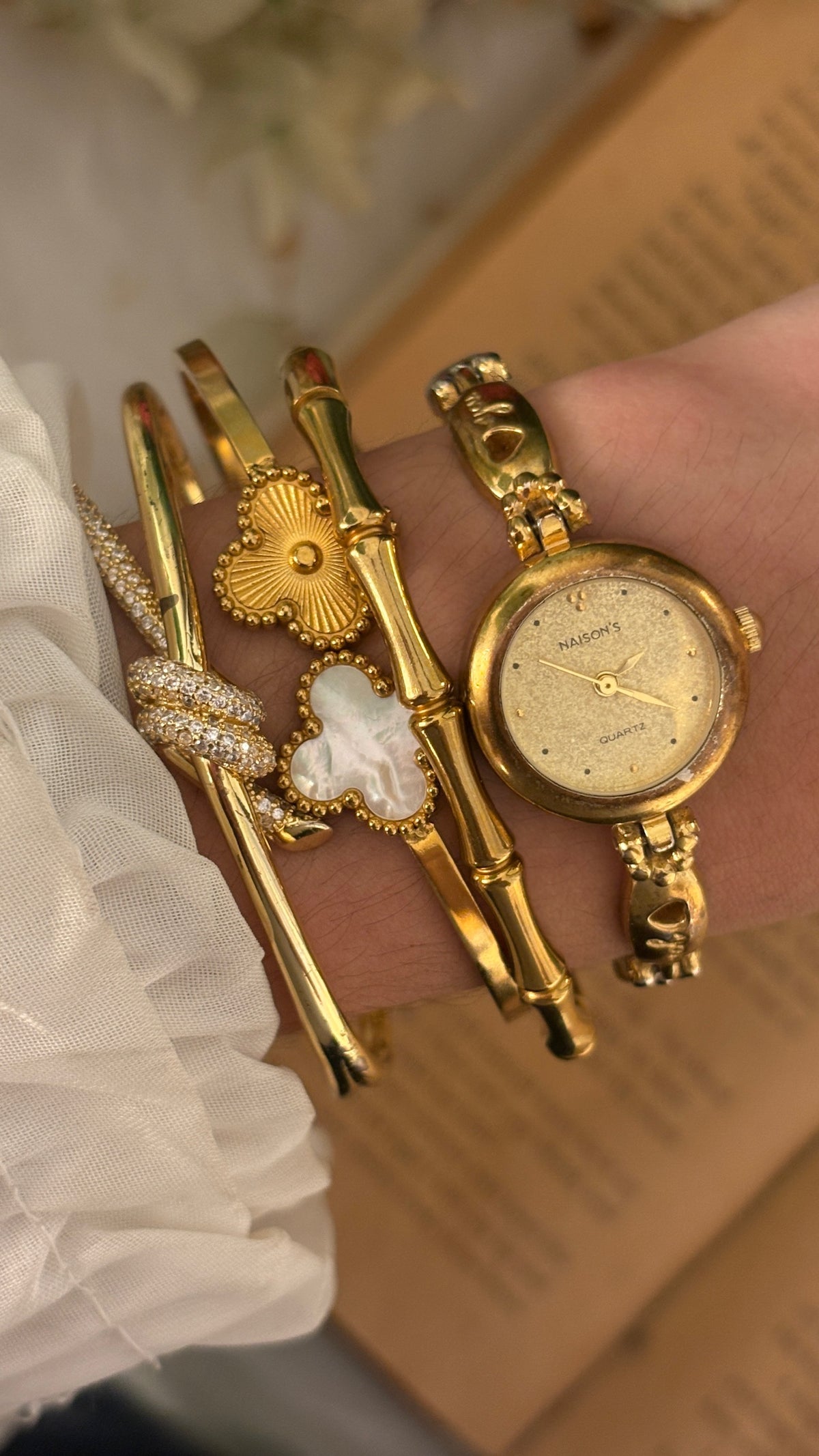 Vintage Naisons You Link Bracelet Watch in Two-Tone Quartz