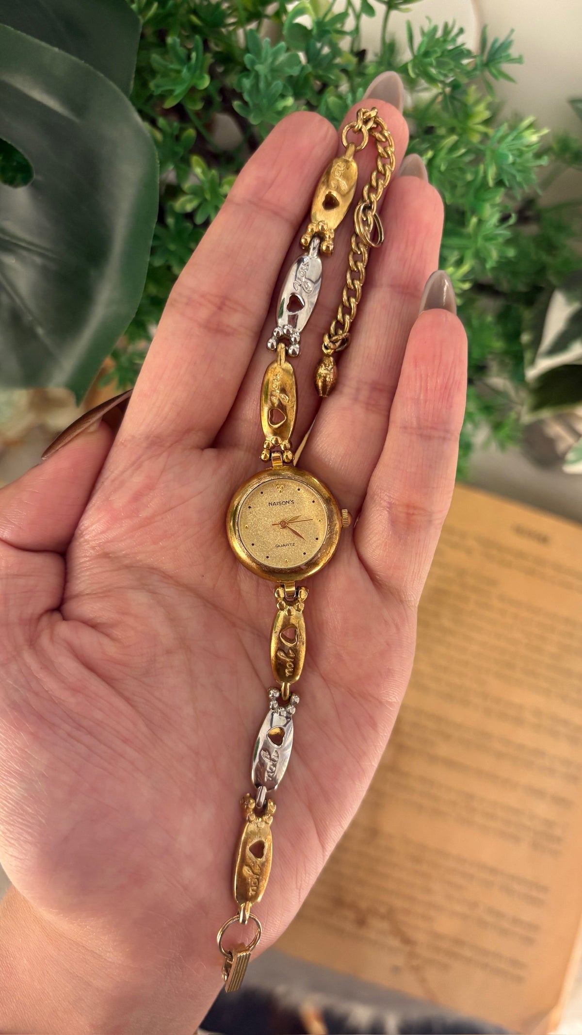Vintage Naisons You Link Bracelet Watch in Two-Tone Quartz