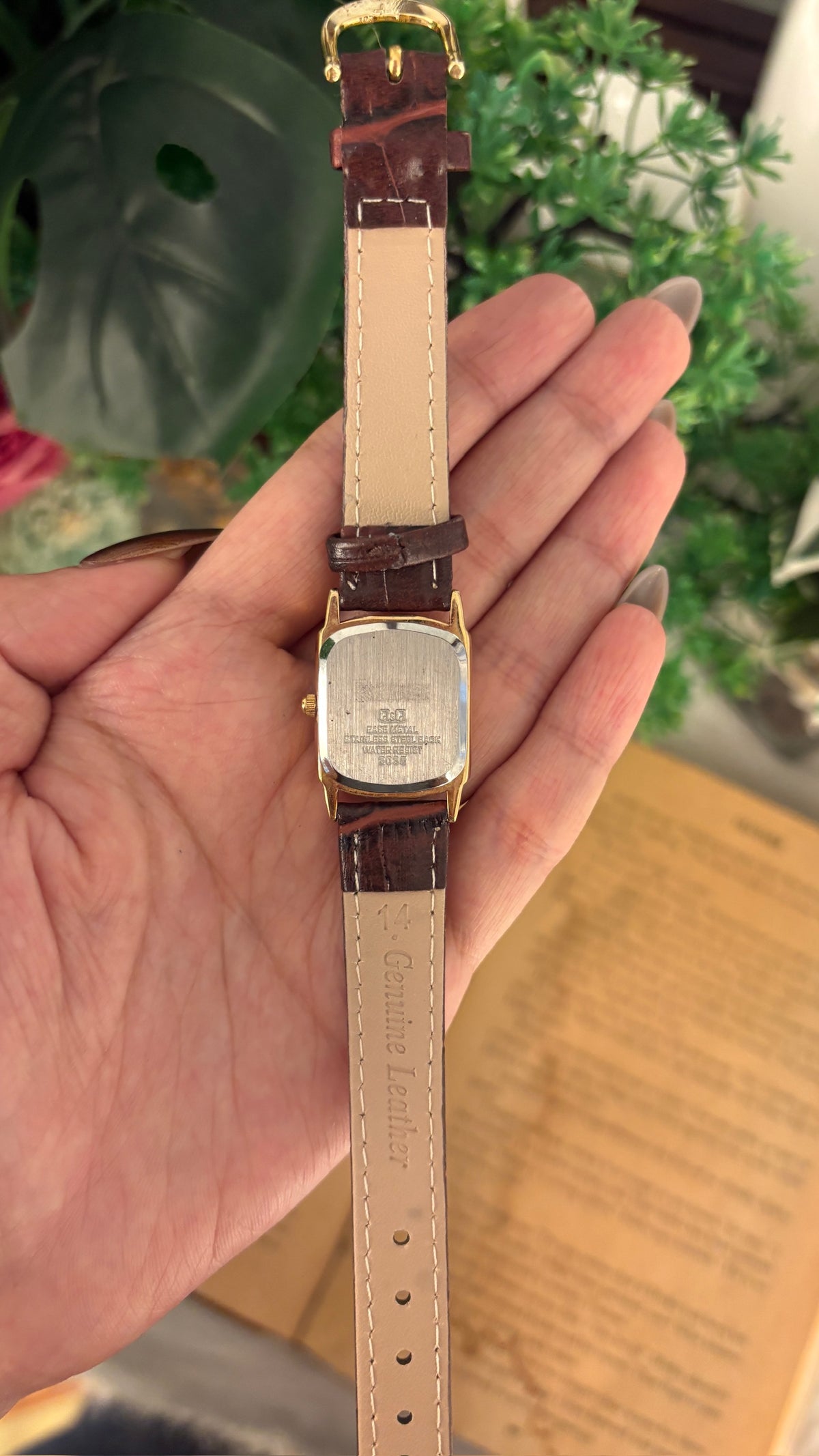 Rare Vintage Falcon Yellow Dial Tank Watch in Gold Tone Brown Leather Quartz