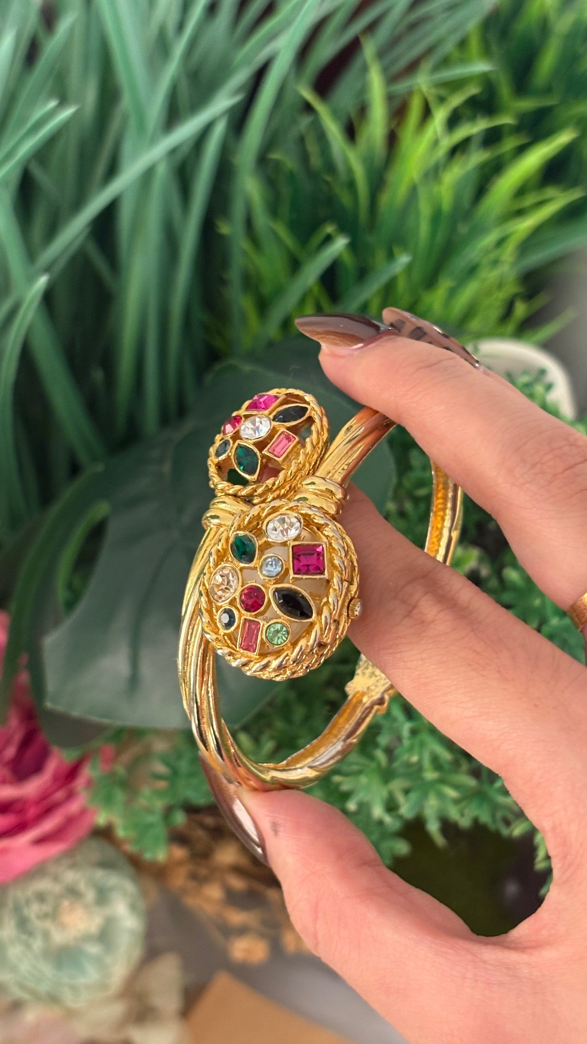 Extremely Rare Xanadu Bejeweled Cable Peekaboo Watch in Gold Tone Quartz