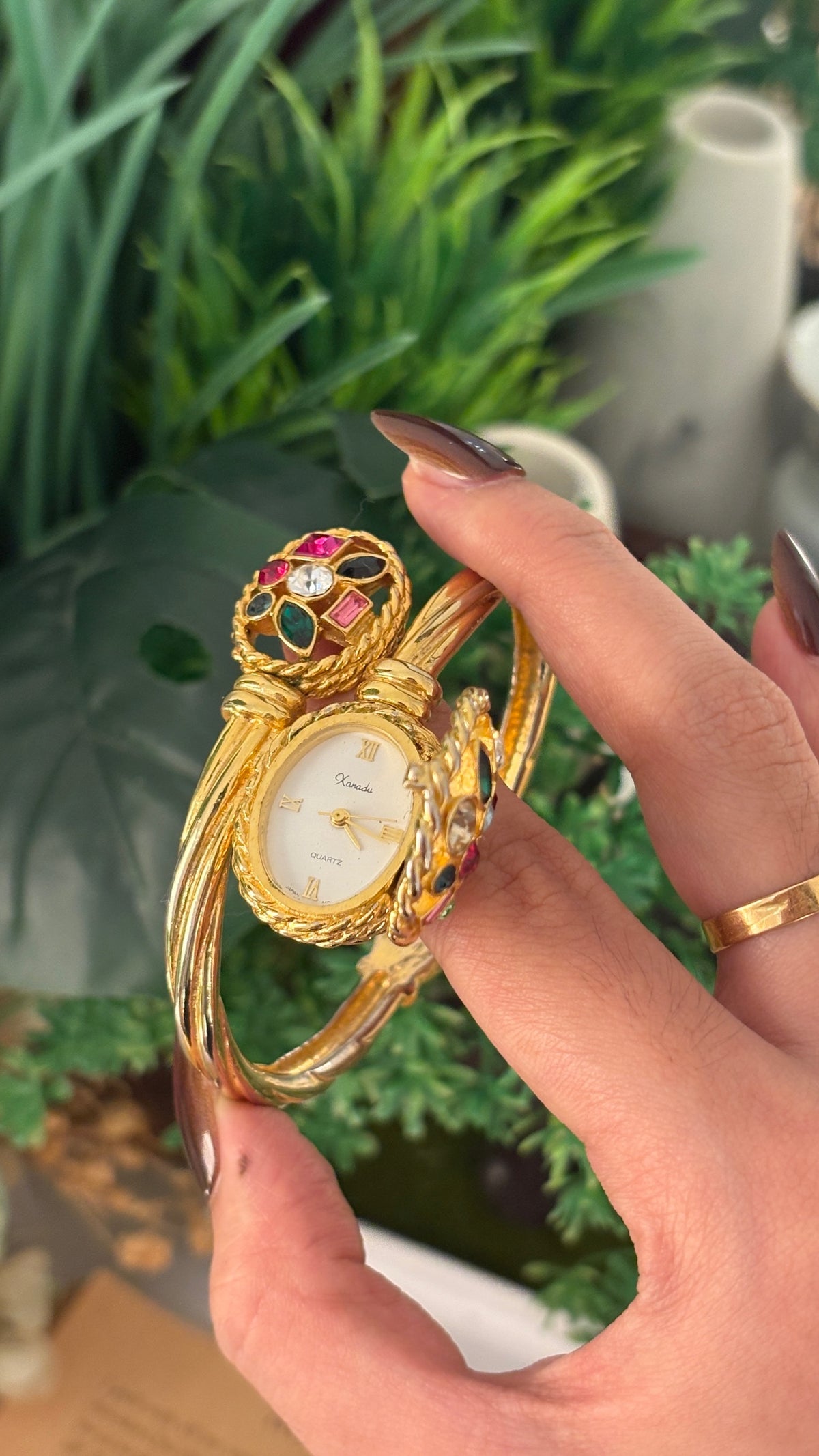 Extremely Rare Xanadu Bejeweled Cable Peekaboo Watch in Gold Tone Quartz