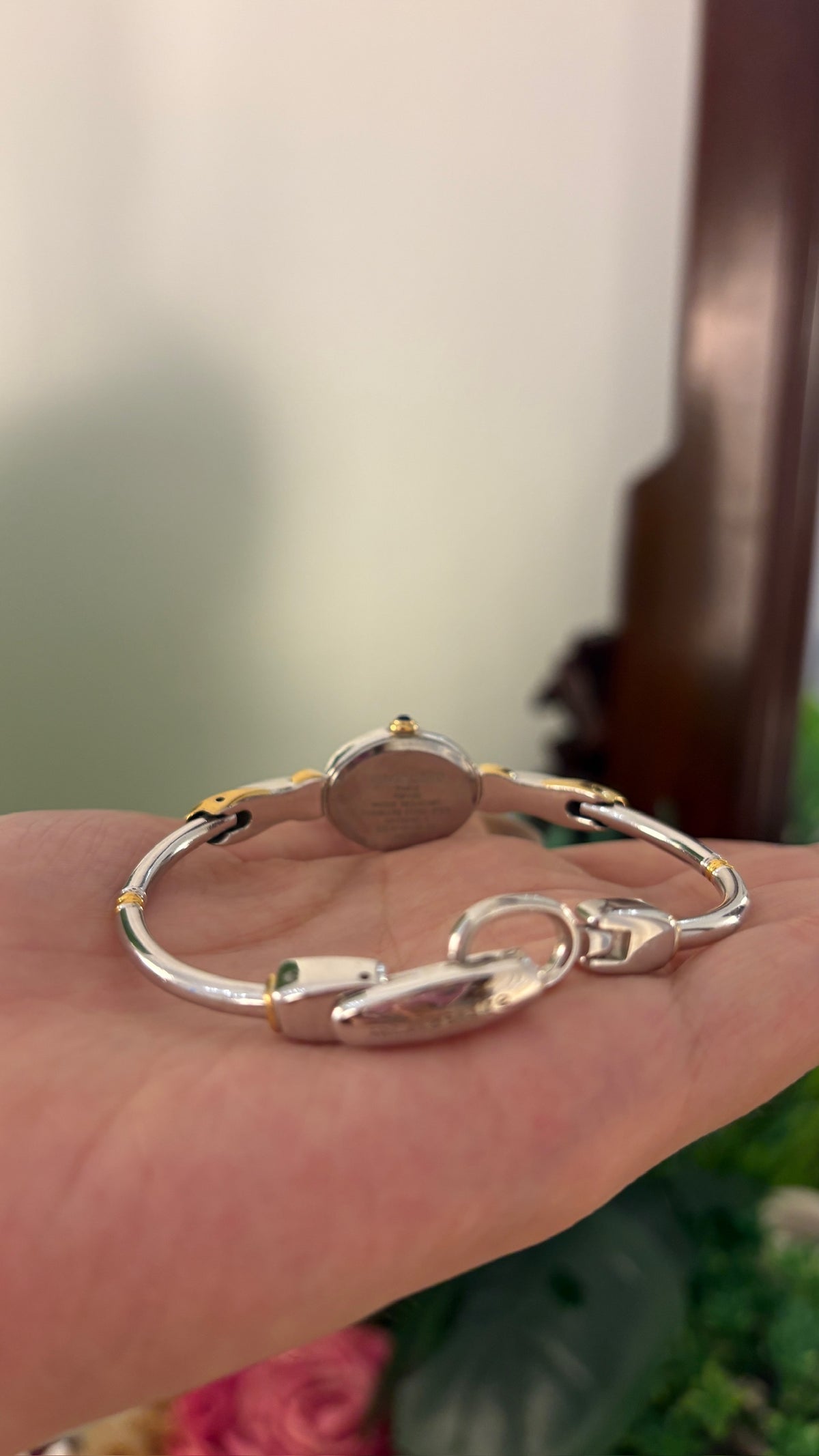 Rare Dainty Vintage Marie Claire Bangle Watch in Two-Tone Quartz