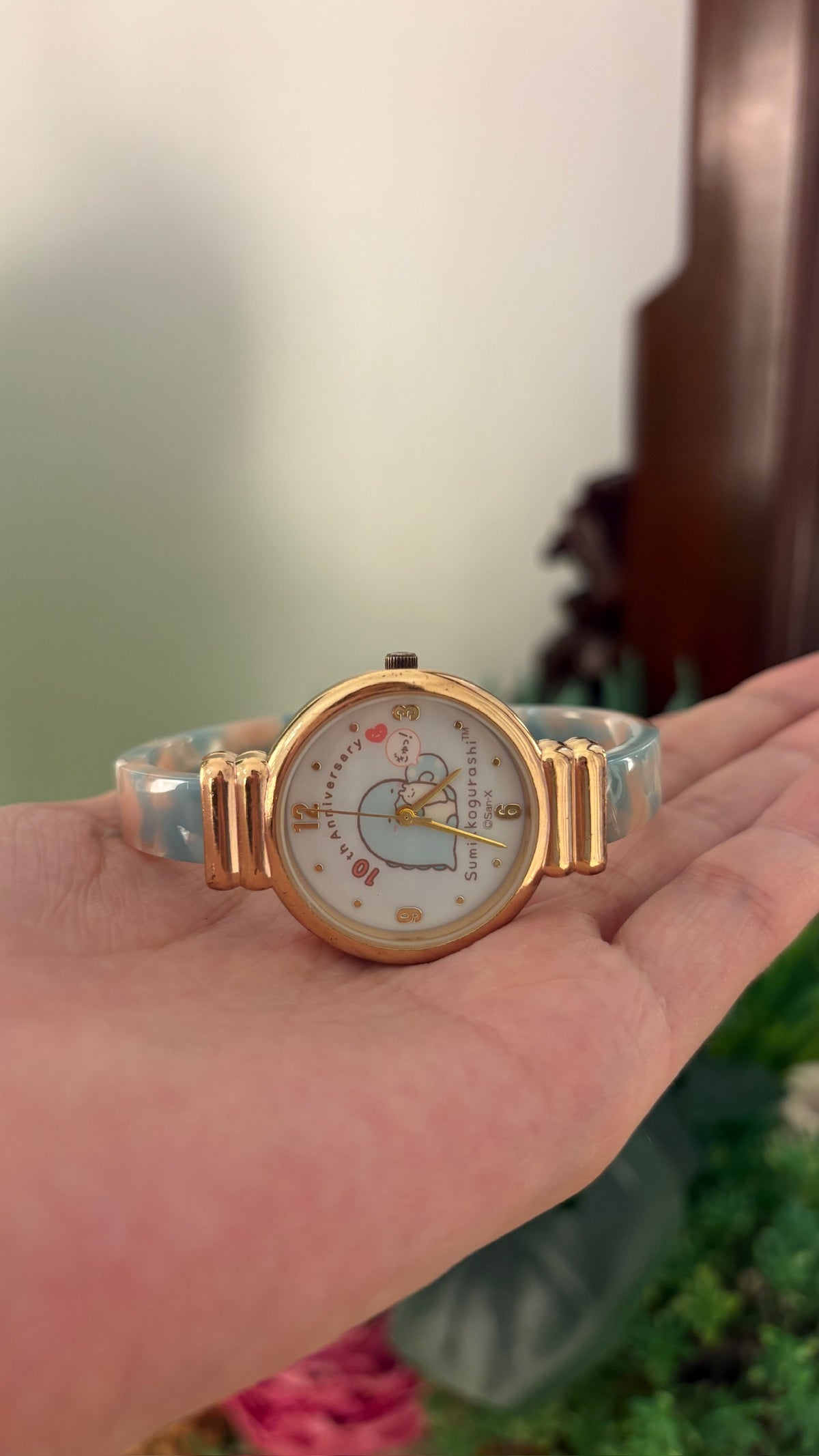 Rare Vintage Sumikko Gurashi 10th Anniversary Resin Bangle Watch in Rose Gold tone Quartz