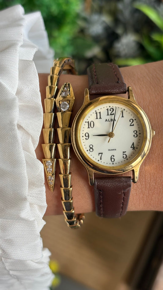 Vintage Alba Seiko Watch in Brown Leather Strap