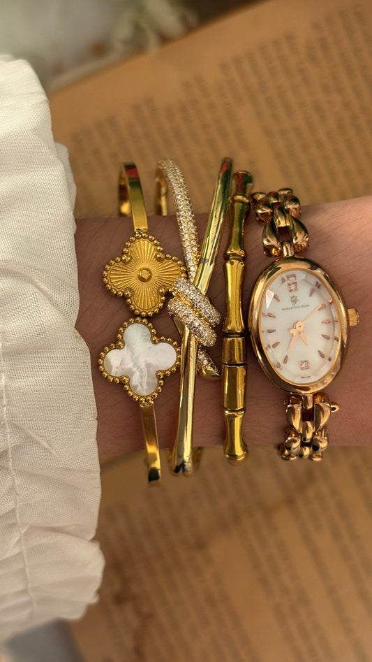 Vintage Samantha Silva Oval Dial Special Cut Glass Watch in Rose Gold Tone Quartz