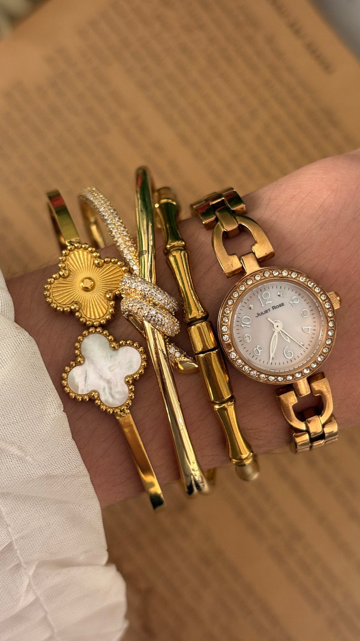Rare Vintage Juliet Rose Mother of Pearl Dial Watch in Rose Gold Tone Quartz