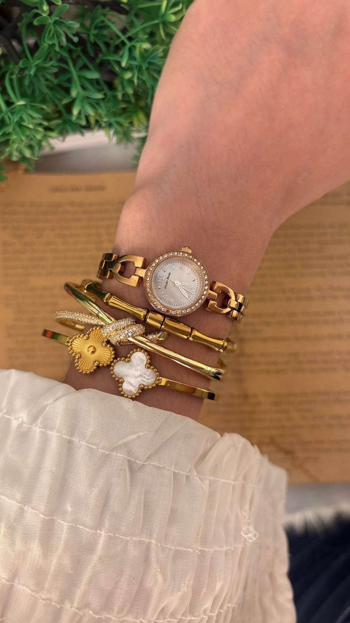 Rare Vintage Juliet Rose Mother of Pearl Dial Watch in Rose Gold Tone Quartz