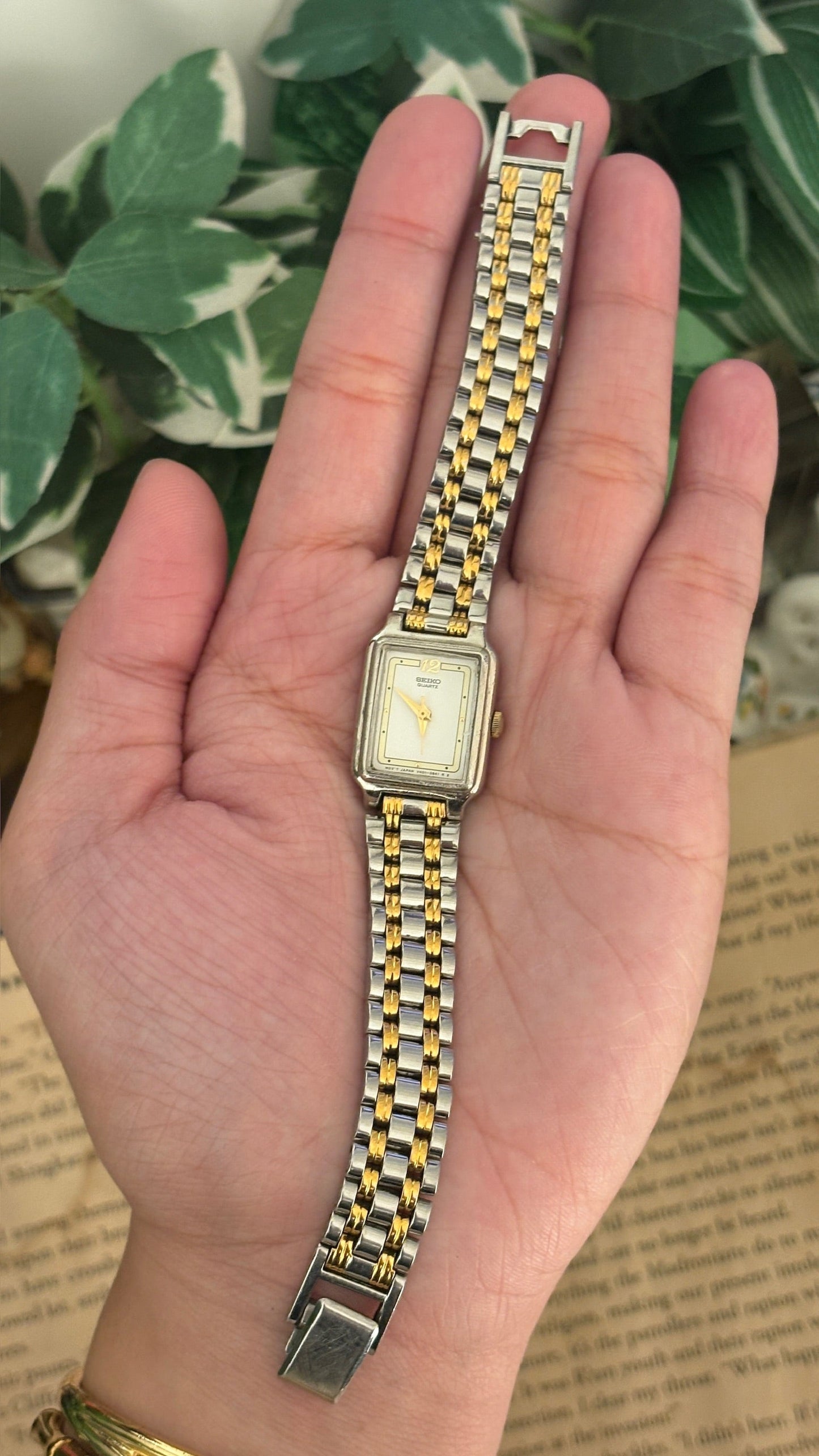 Rare Vintage Seiko Mini Tank Classic Watch in Two-Tone Quartz