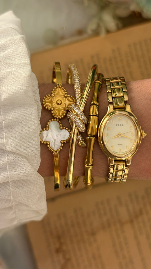 Rare Vintage Elle Paris Classic Watch in Gold Tone Quartz