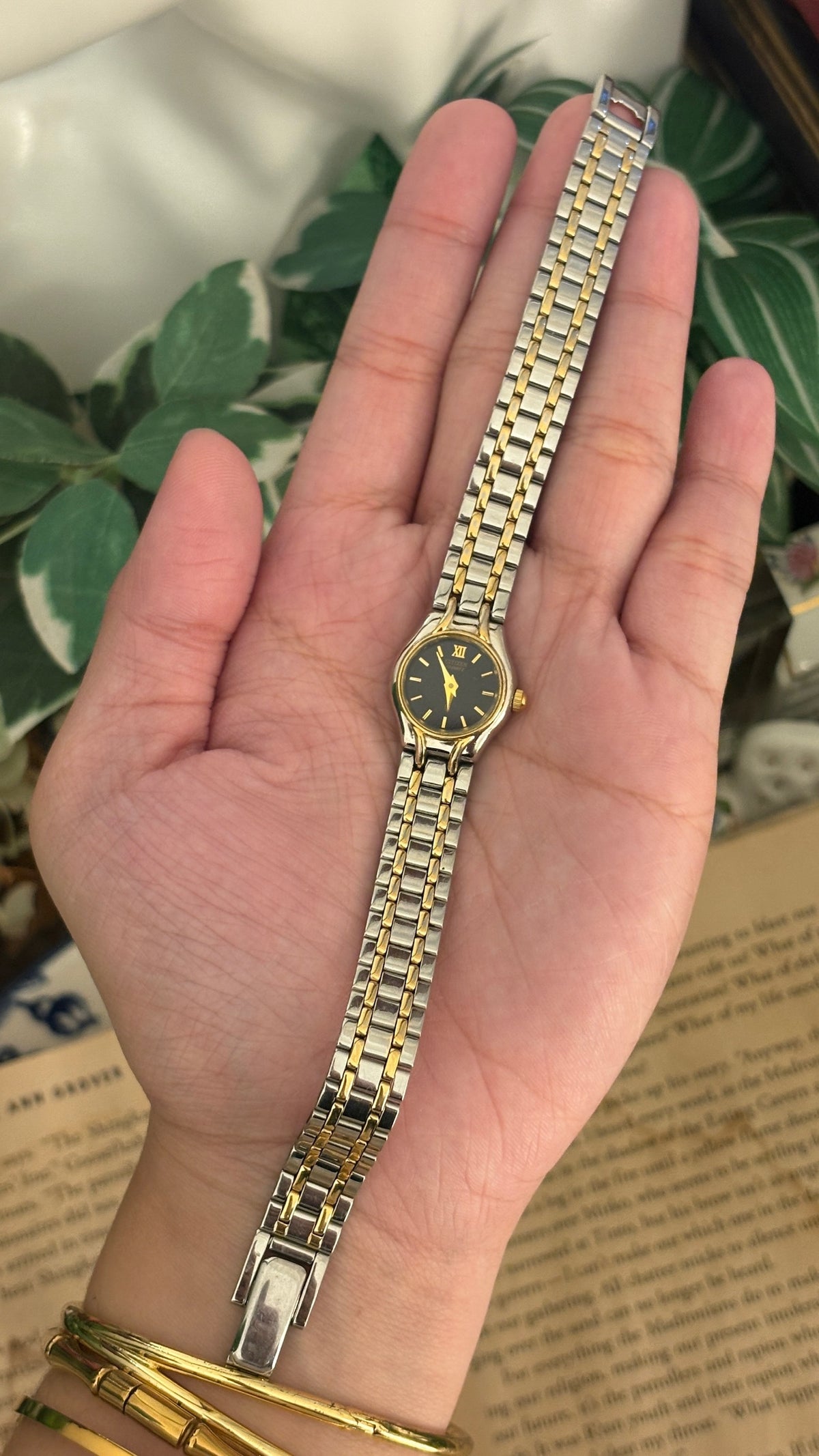 Vintage Citizen in Black Dial Classic Dress Watch in Two-Tone Quartz