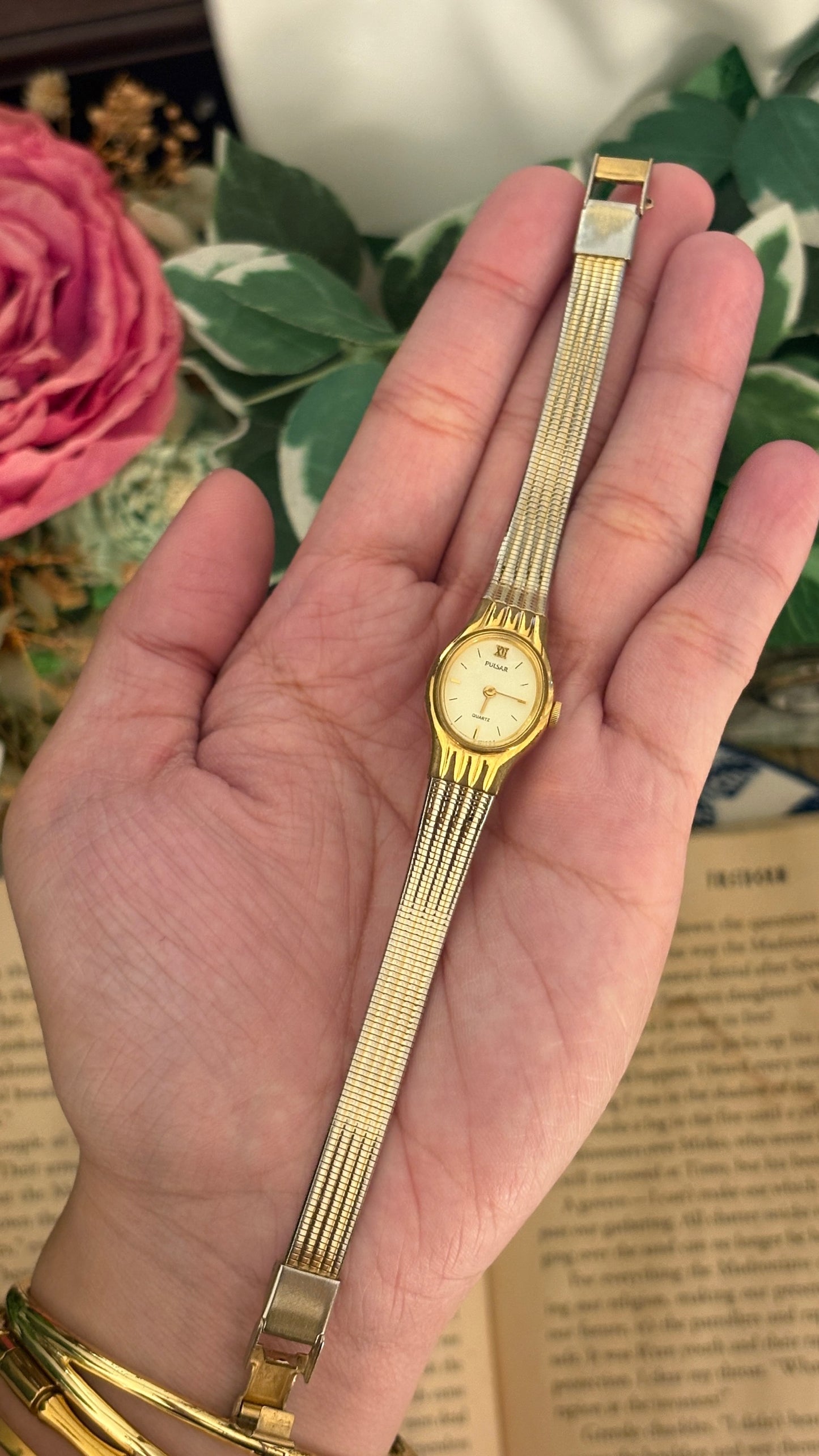 Dainty Vintage Pulsar by Seiko Dress Watch in Gold Tone Quartz