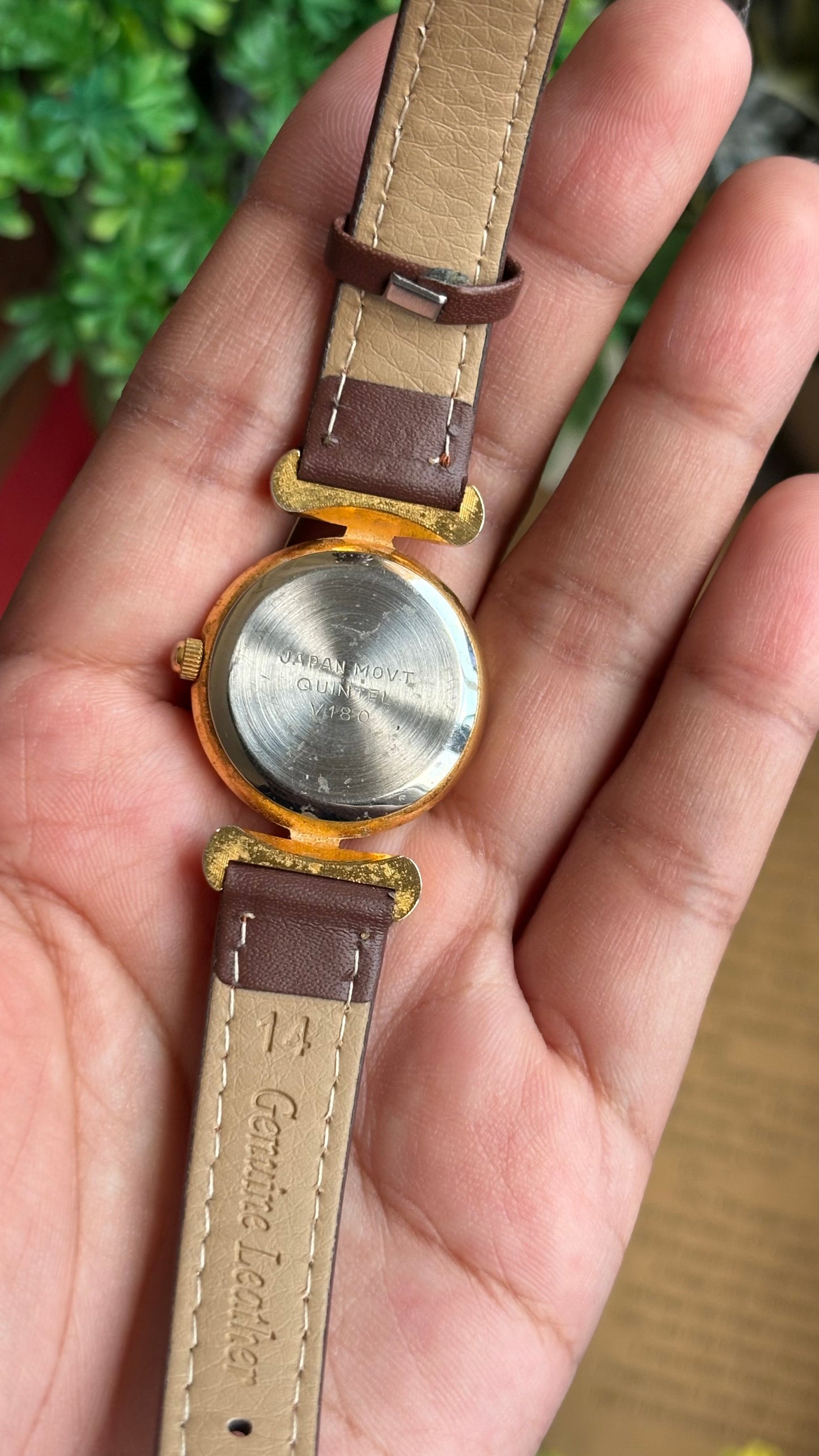 Vintage Consort Watch in Brown Leather Strap Mother of Pearl Dial