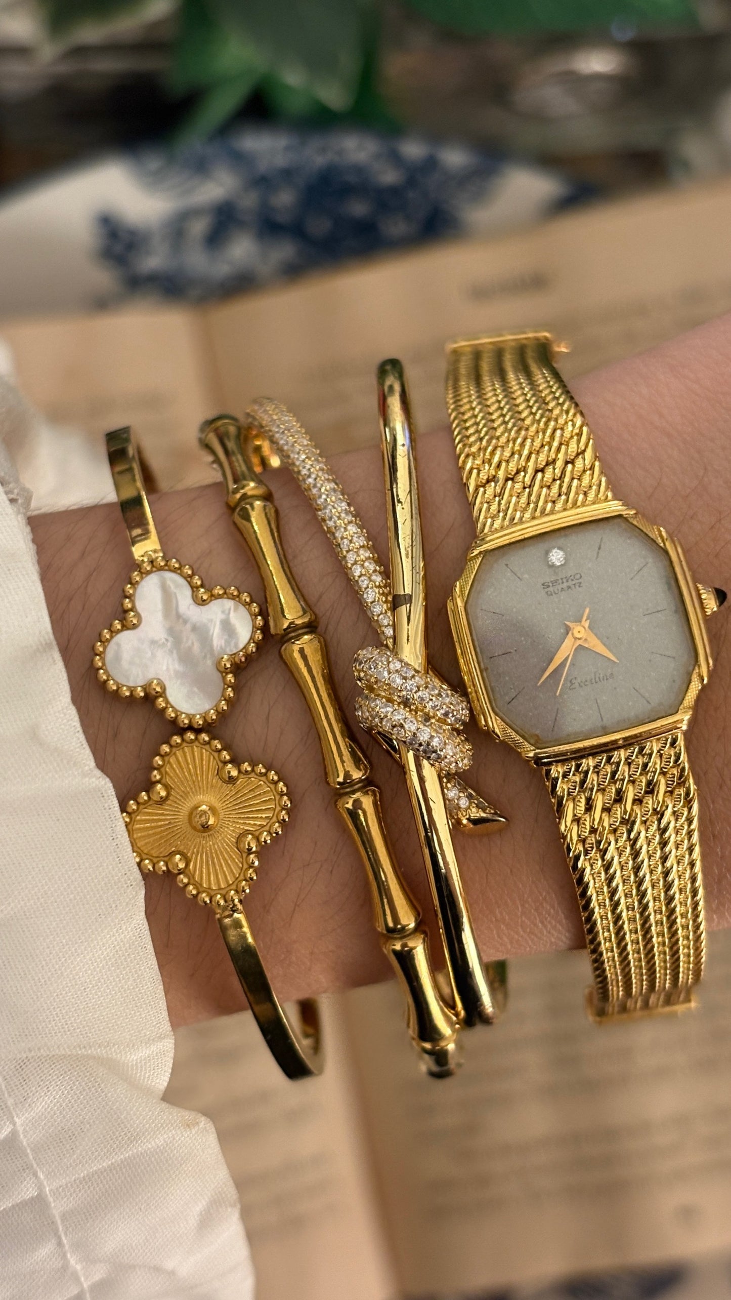 Extremely Rare Vintage Seiko Exceline Tank Dress Watch in Gold Tone Quartz