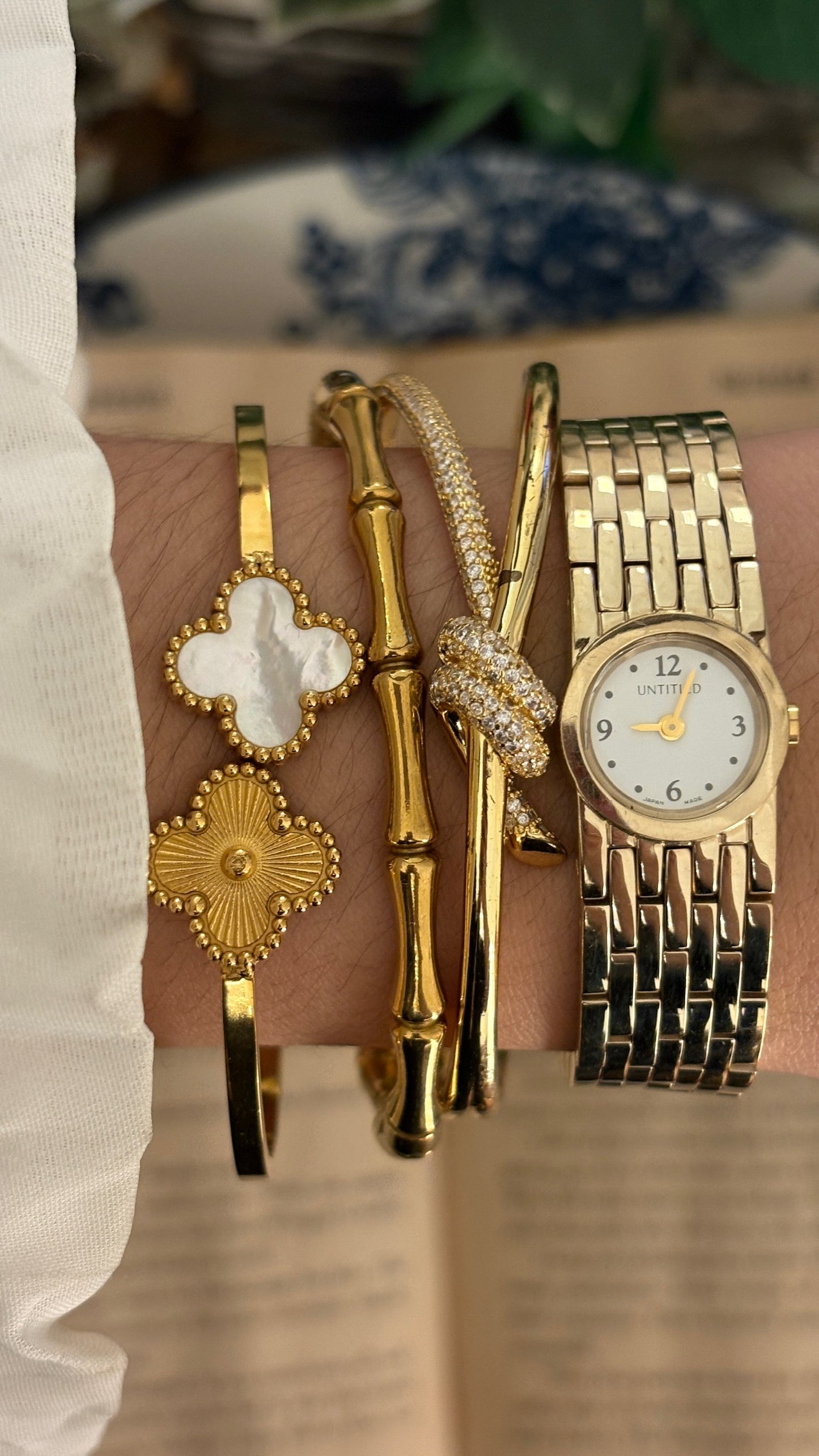 Rare Vintage Untitled Unibracelet Watch in Gold Tone Quartz