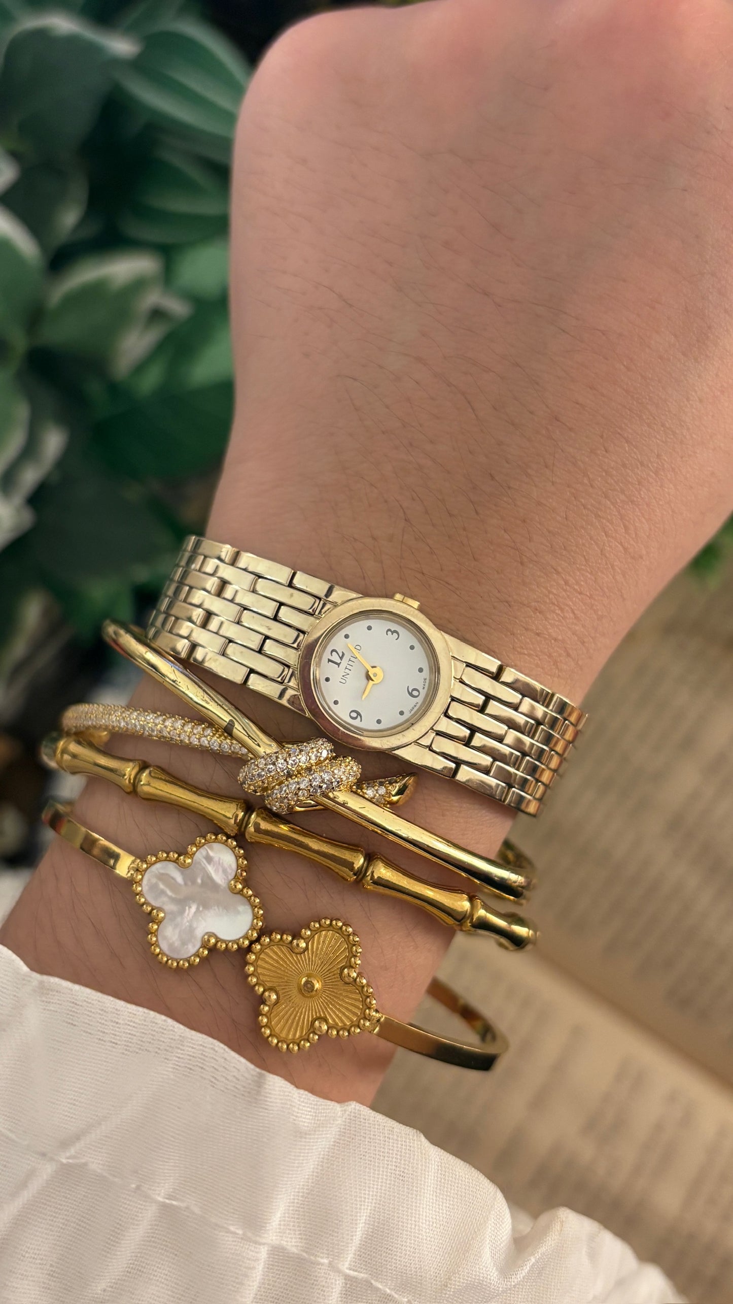 Rare Vintage Untitled Unibracelet Watch in Gold Tone Quartz