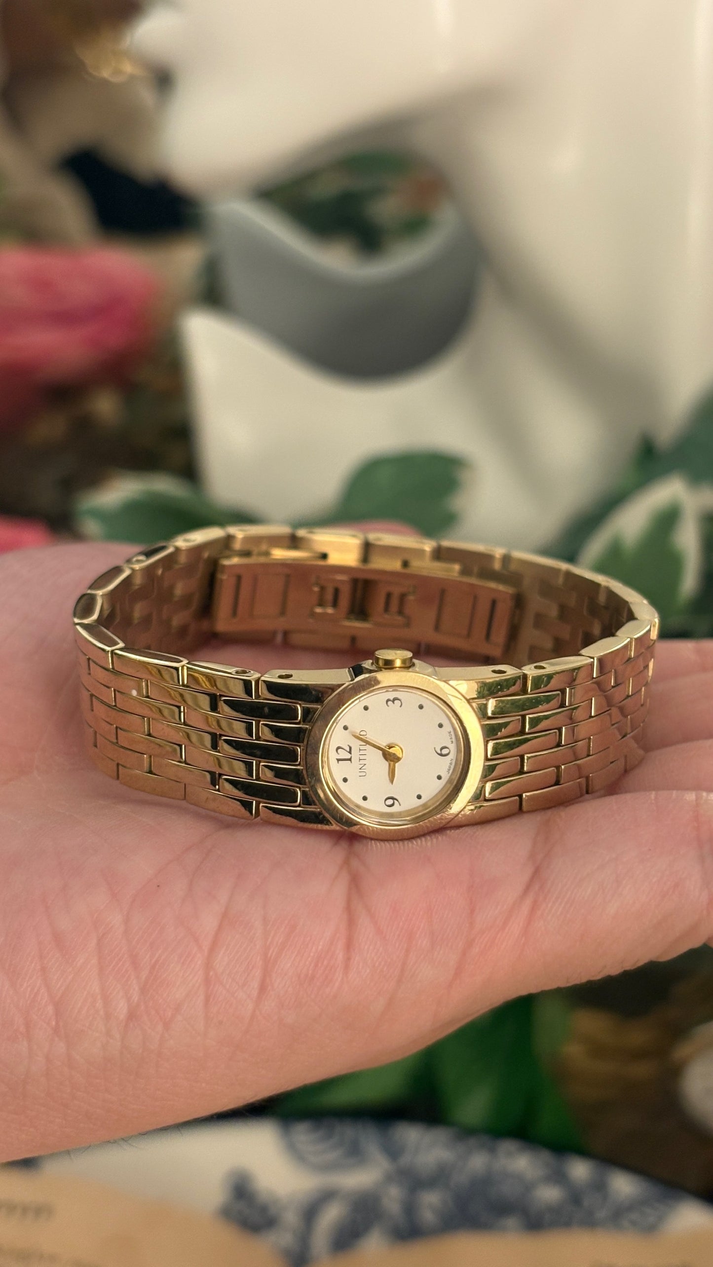 Rare Vintage Untitled Unibracelet Watch in Gold Tone Quartz
