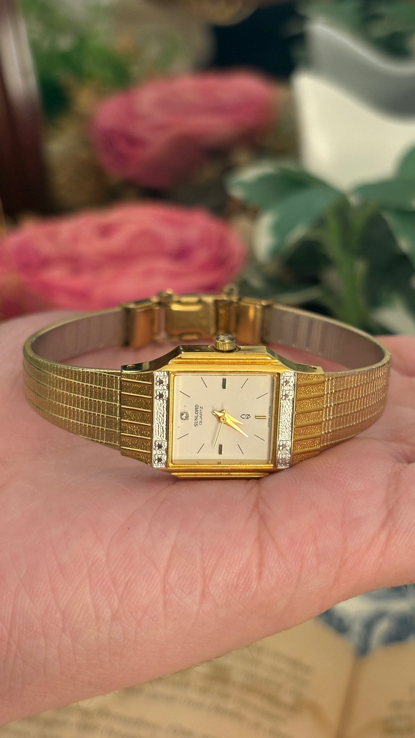 Rare Vintage Sunlord Citizen Mini Tank Dress Watch in Gold Tone Quartz