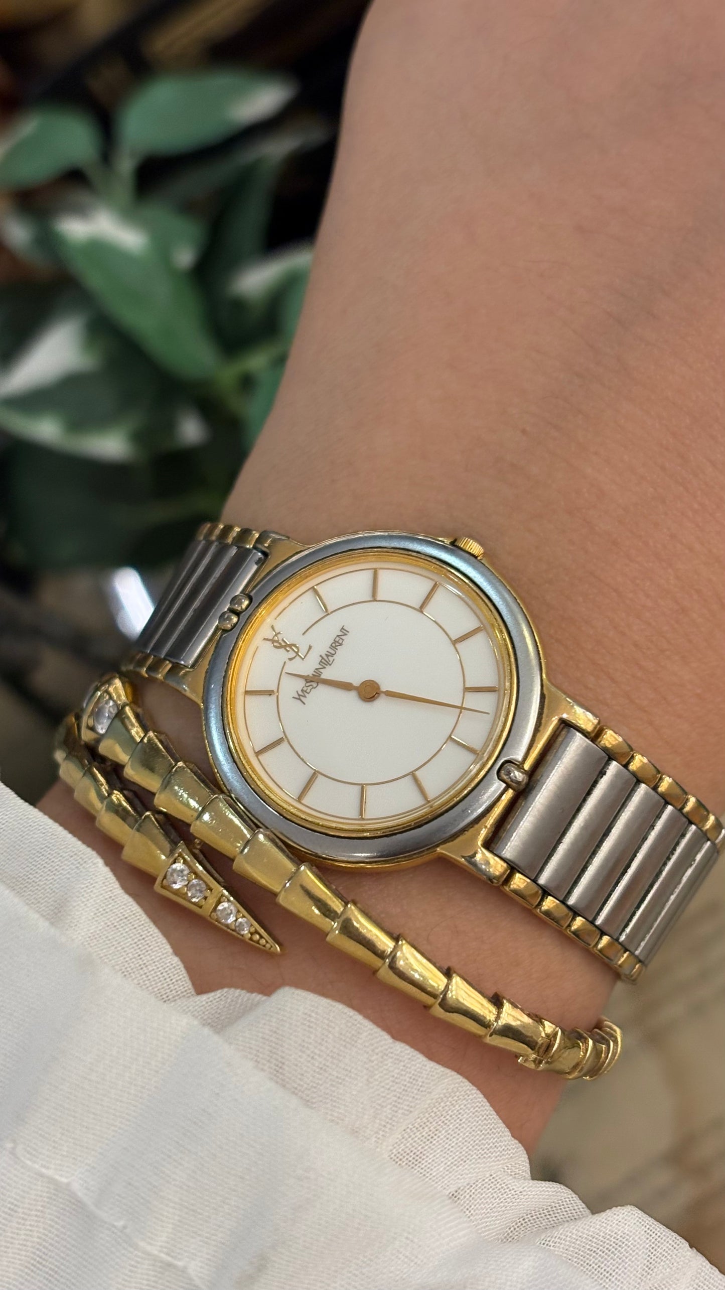 Rare Vintage YSL Swiss Classic Minimalist Watch in Two-Tone Quartz