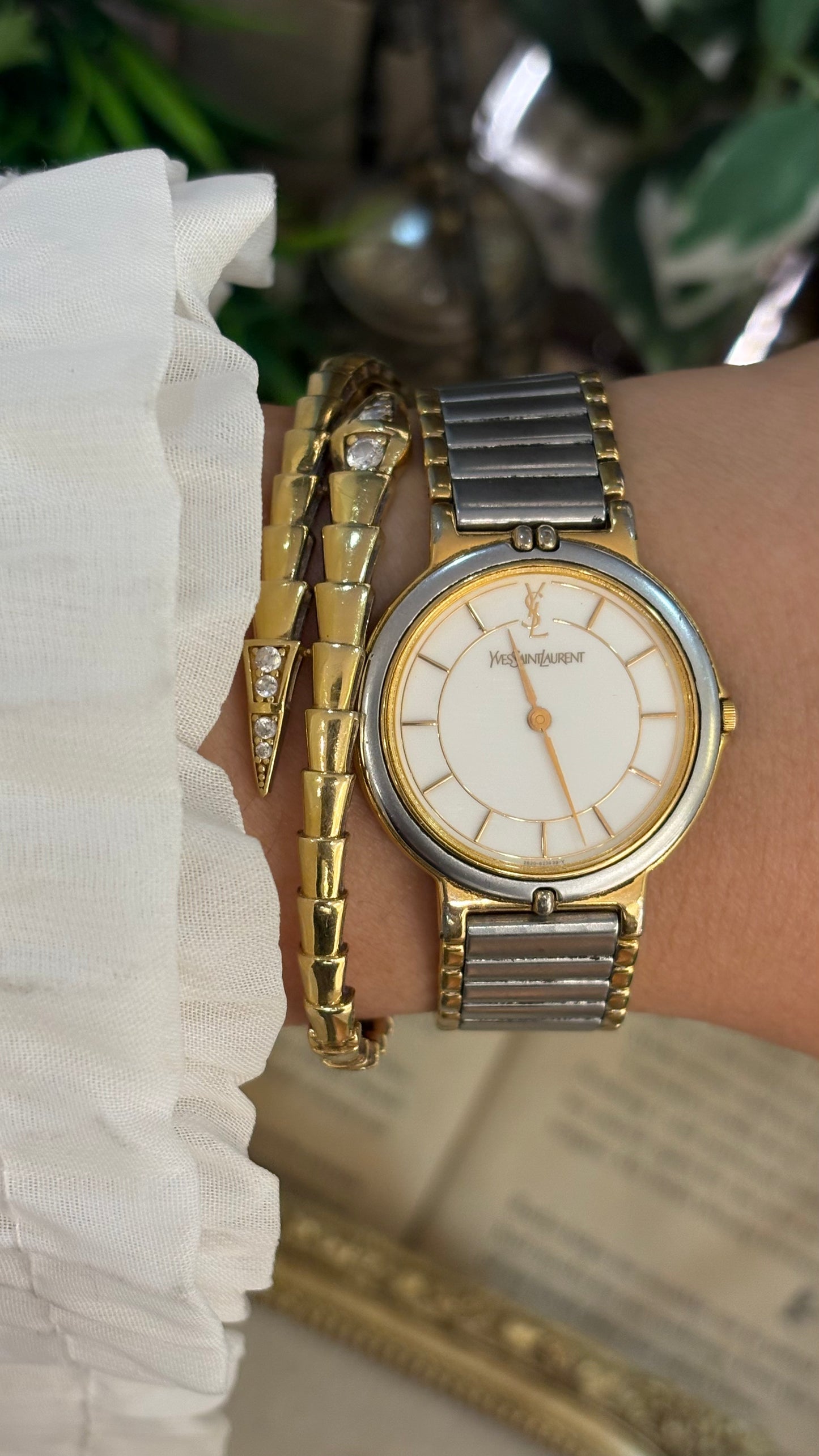 Rare Vintage YSL Swiss Classic Minimalist Watch in Two-Tone Quartz