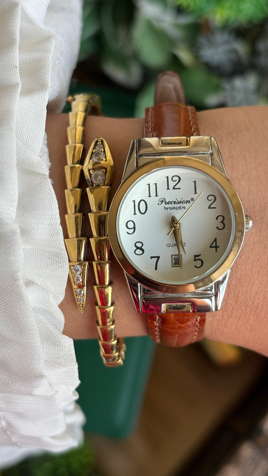 Vintage Precision by Gruen Watch in Brown Leather Strap (57$ on tag)