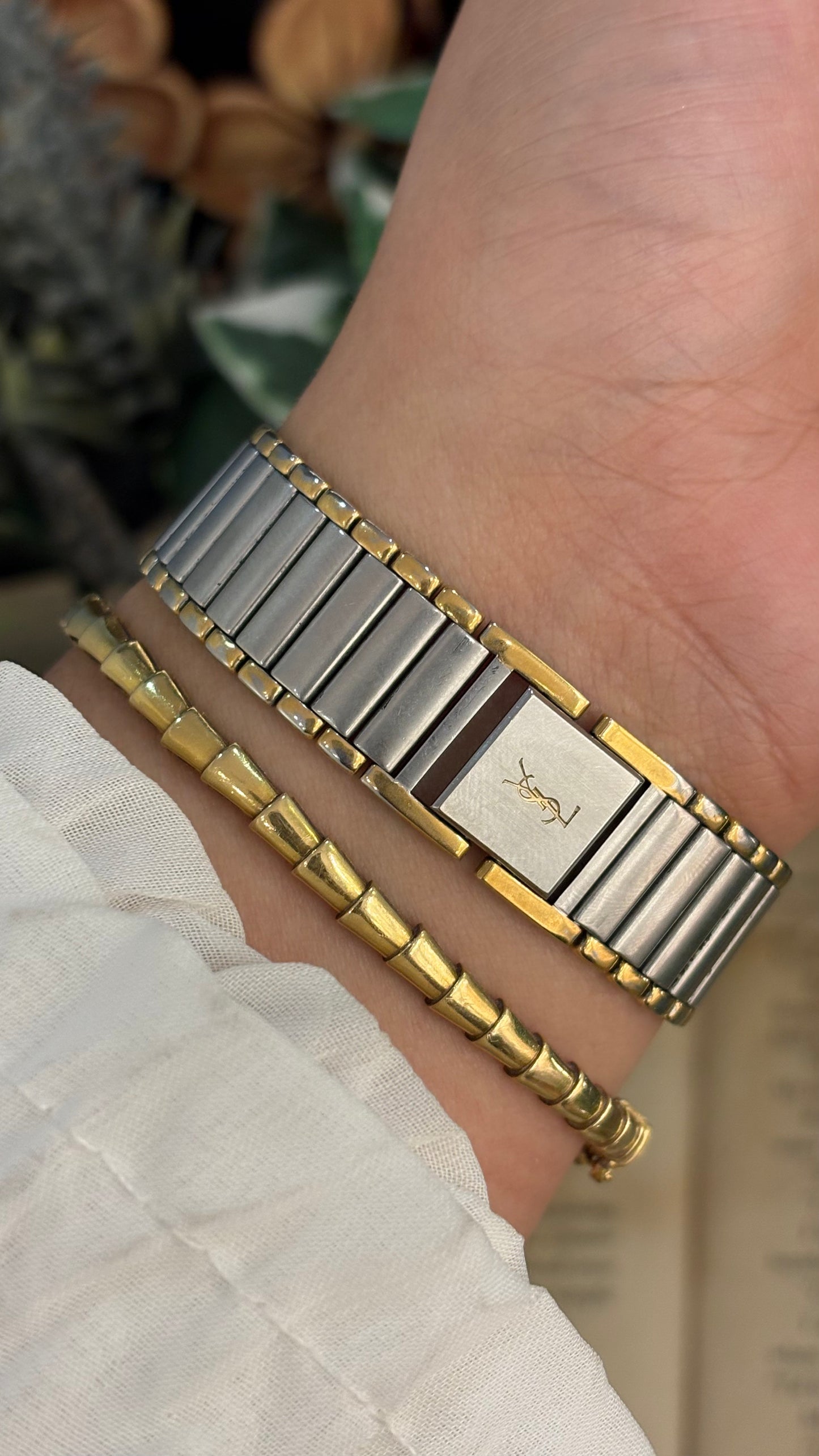 Rare Vintage YSL Swiss Classic Minimalist Watch in Two-Tone Quartz