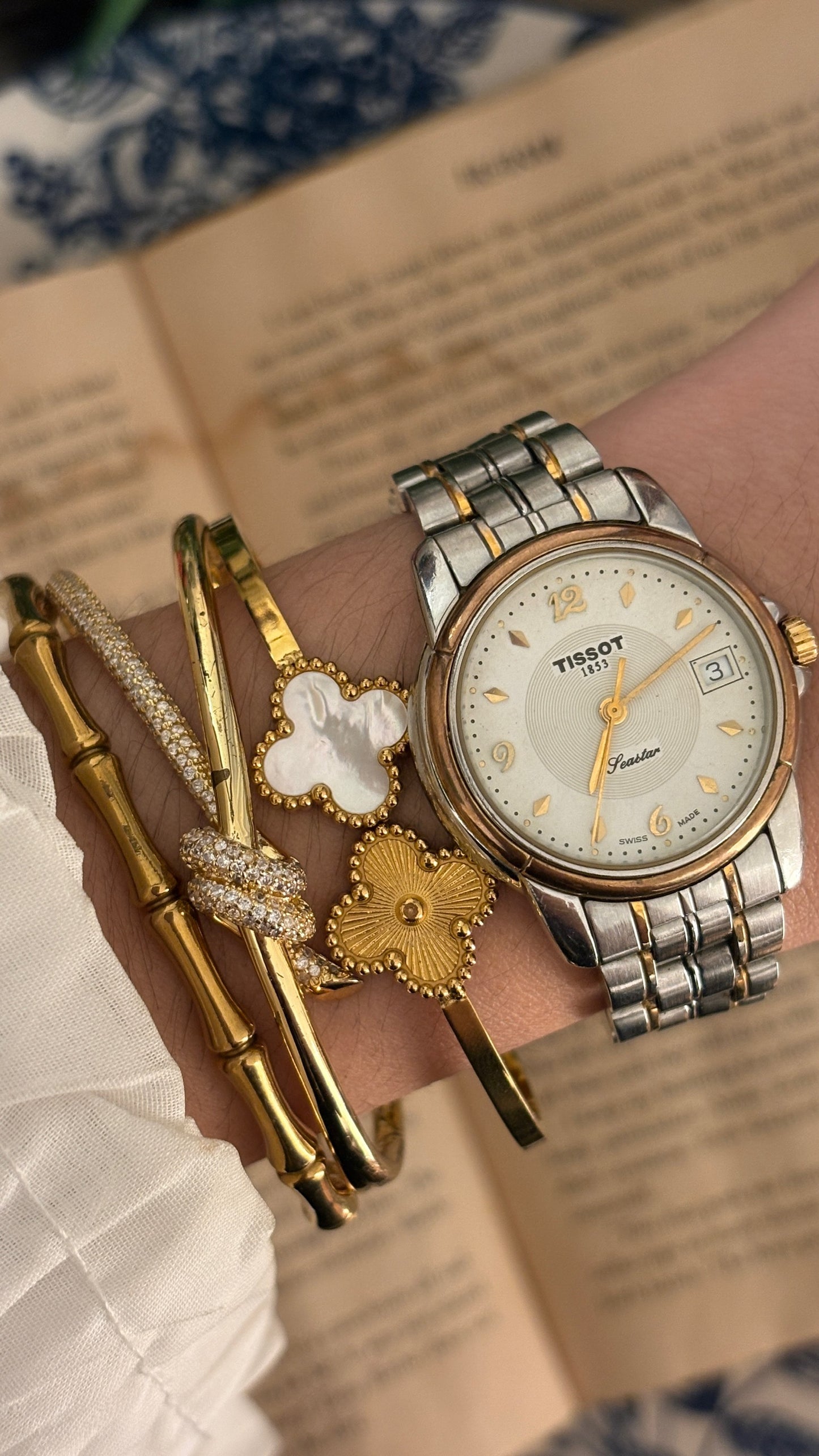 Rare Vintage Tissot 1853 Seastar with Date Window Watch in Two-Tone Quartz