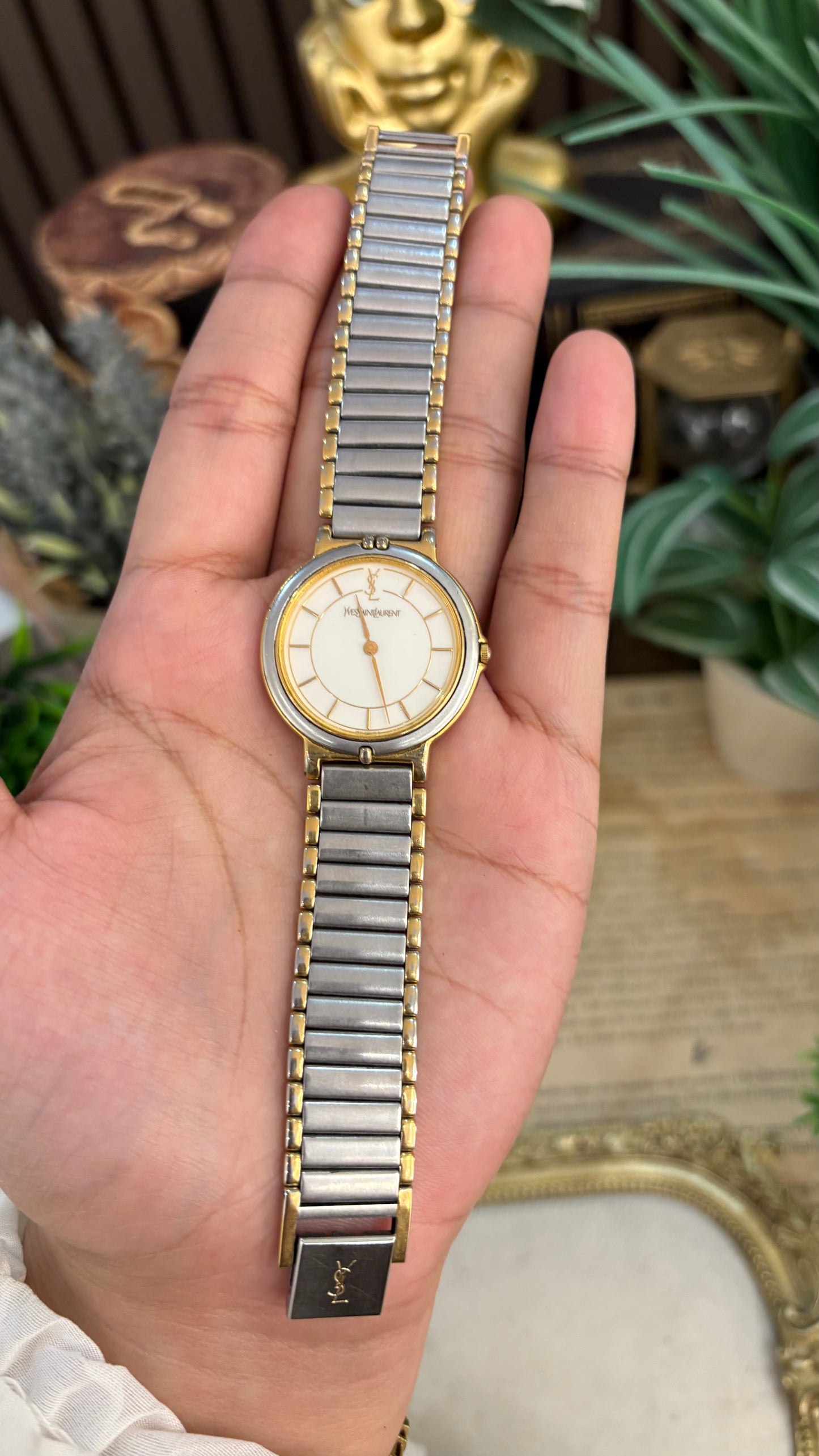 Rare Vintage YSL Swiss Classic Minimalist Watch in Two-Tone Quartz
