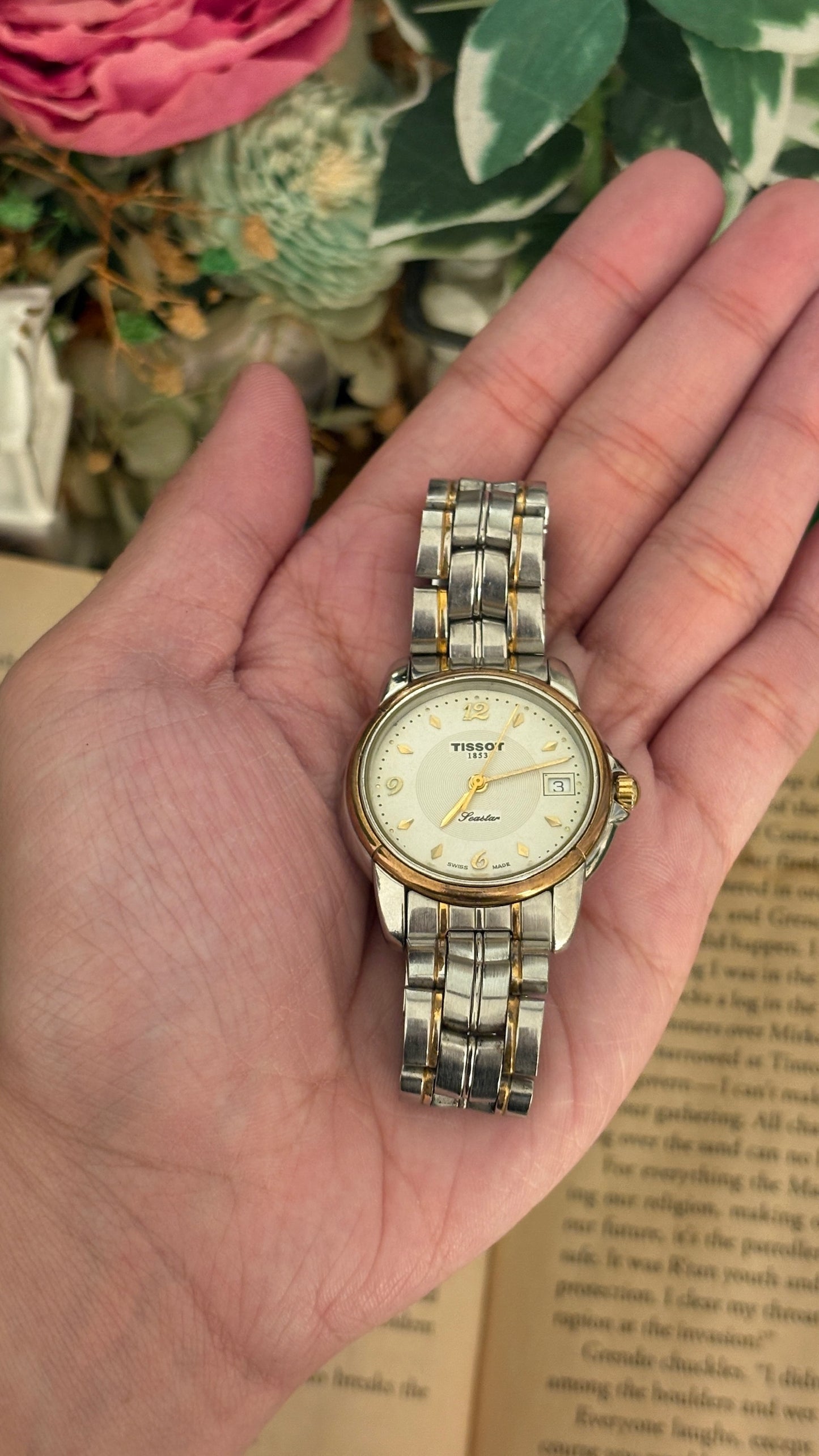 Rare Vintage Tissot 1853 Seastar with Date Window Watch in Two-Tone Quartz