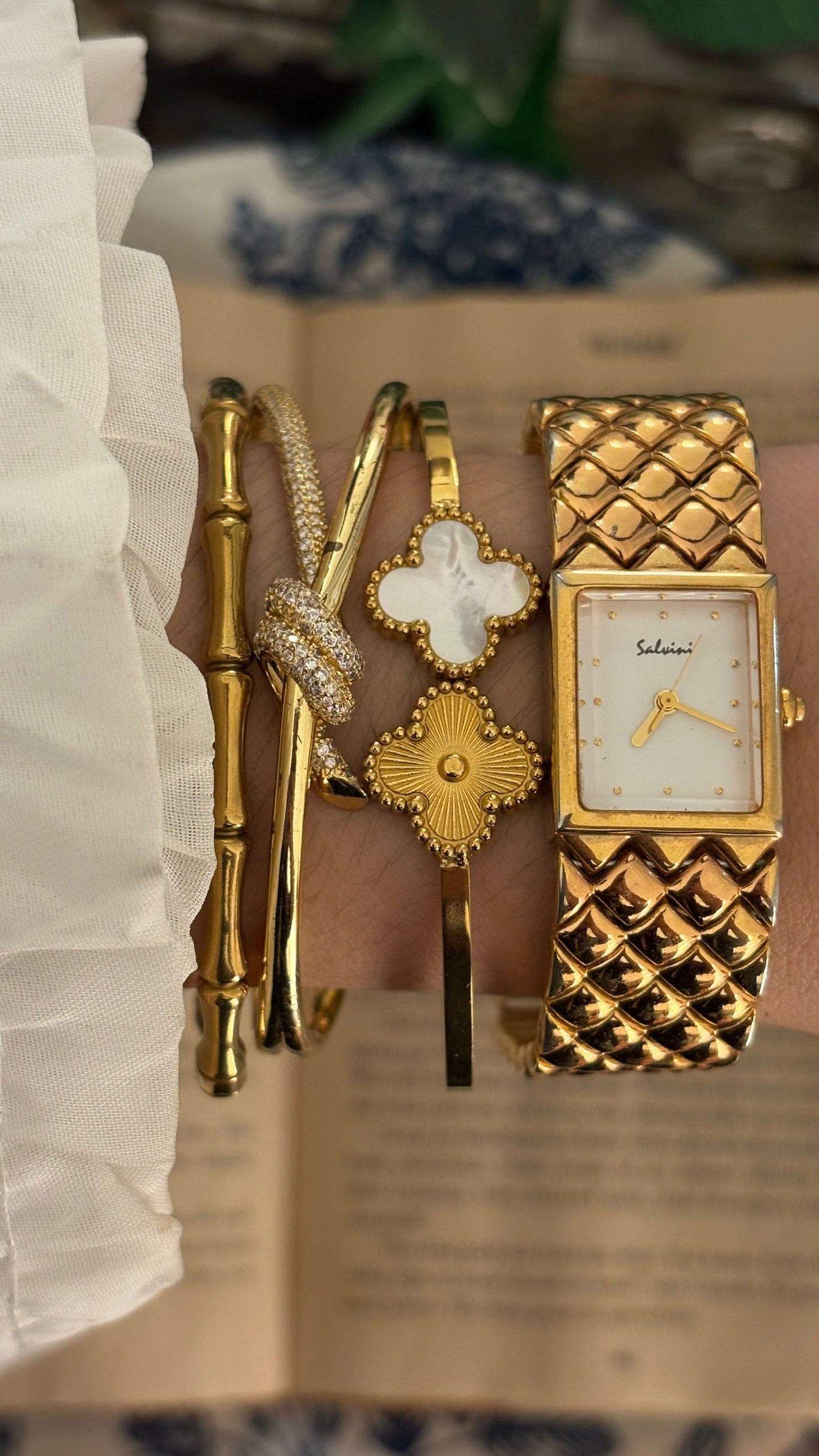 Rare Vintage Salvioni Unibracelet Tank Watch in Rose Gold Tone Quartz Chanel Inspired