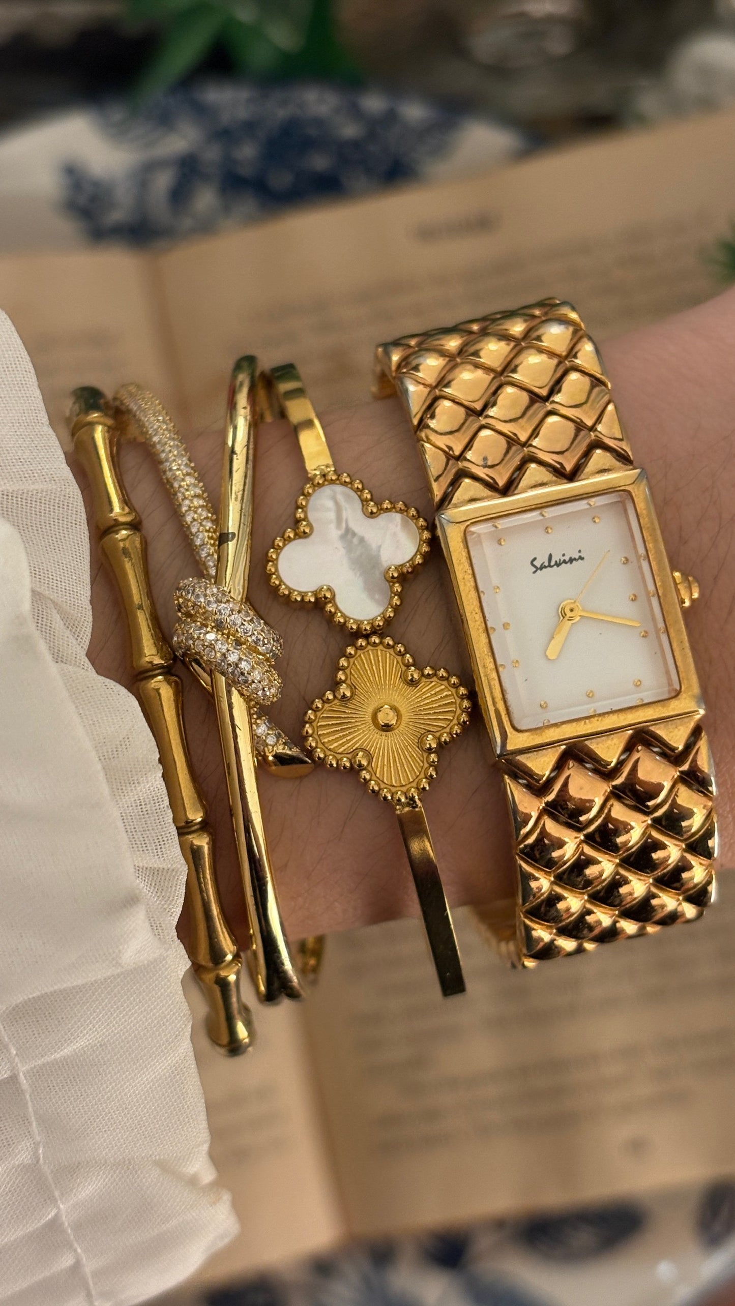 Rare Vintage Salvioni Unibracelet Tank Watch in Rose Gold Tone Quartz Chanel Inspired