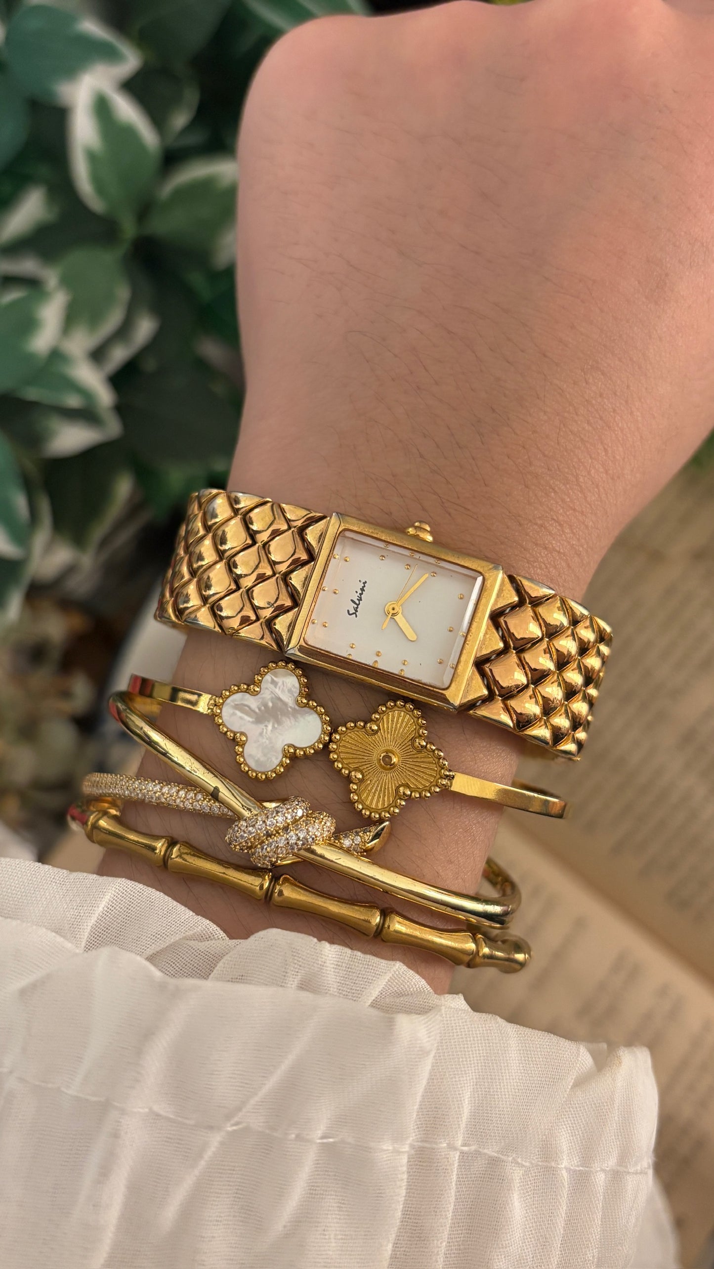 Rare Vintage Salvioni Unibracelet Tank Watch in Rose Gold Tone Quartz Chanel Inspired